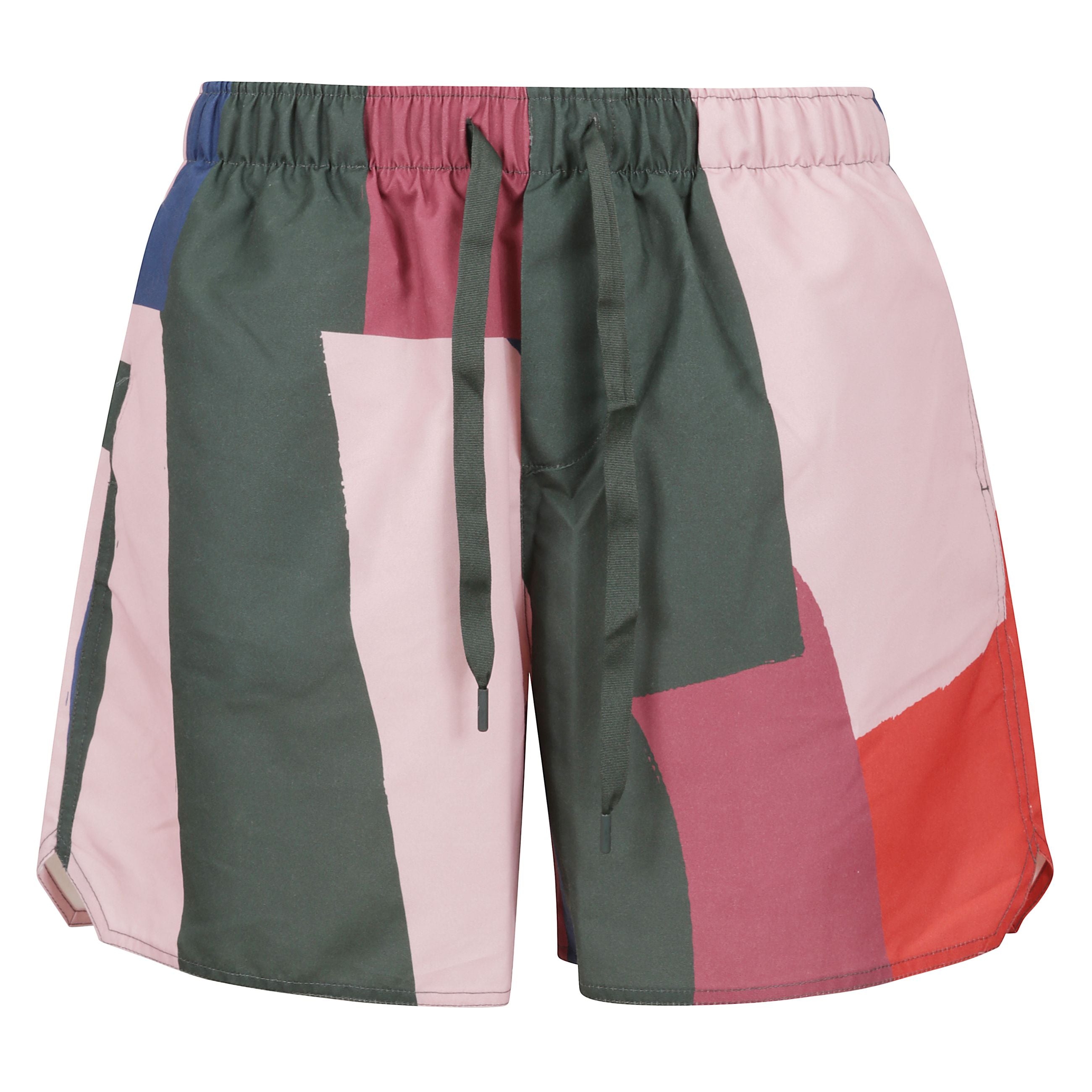 Costume da bagno multicolore con vita elasticizzato e tasche.