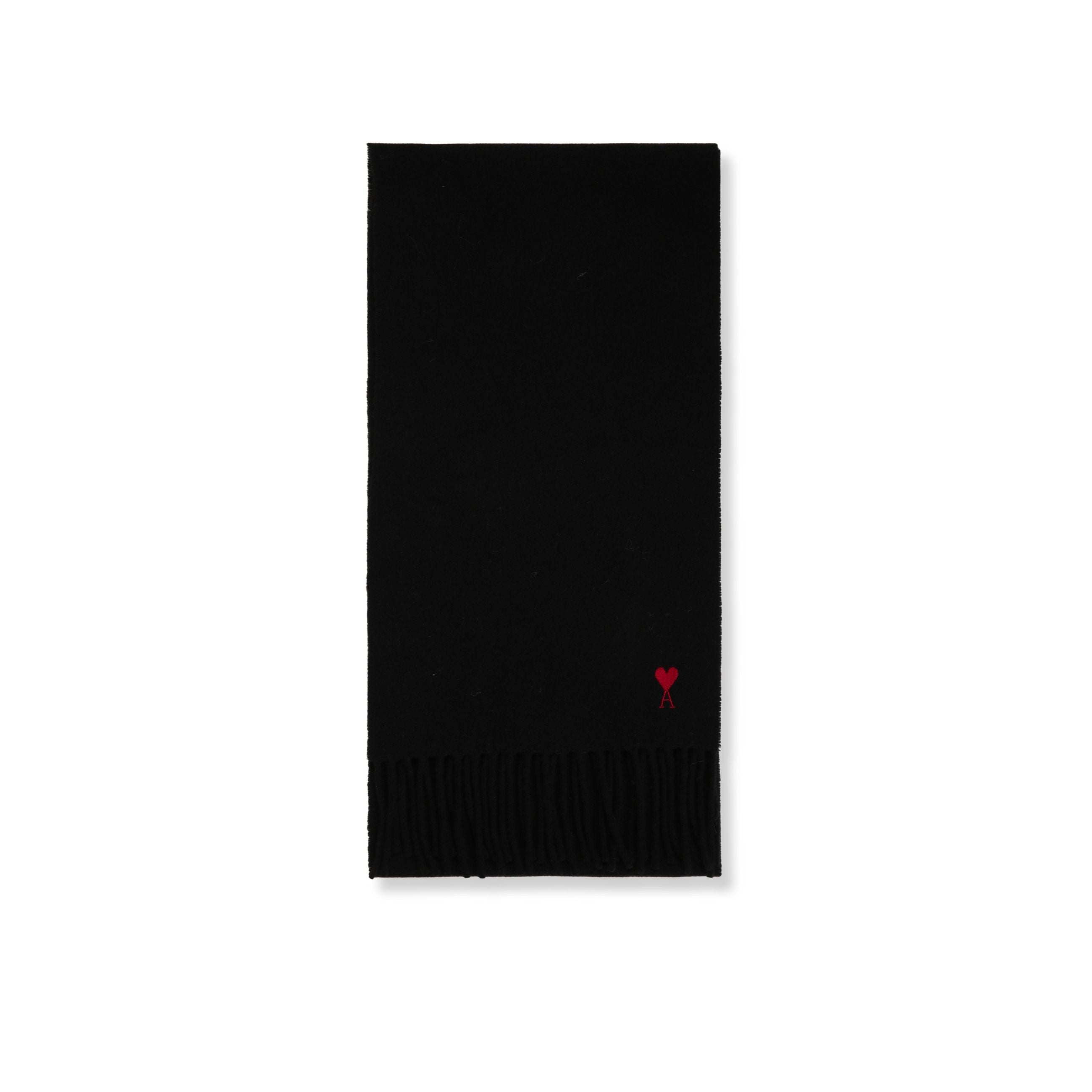 Sciarpa in lana ami paris. orlo con frange inferiori. piccolo logo del brand ricamato sul davanti.