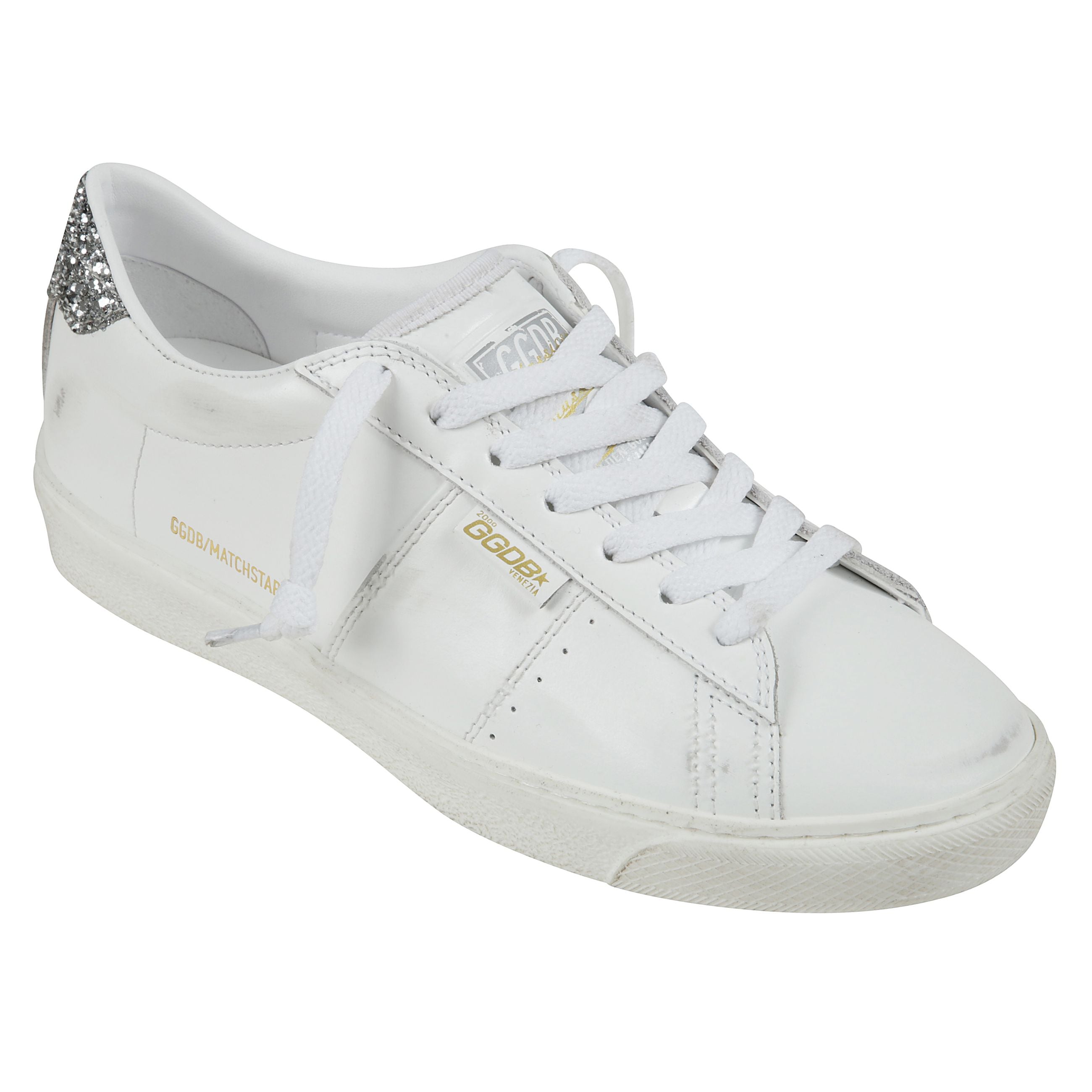 Sneakers matchstar in pelle liscia con talloncino glitterato