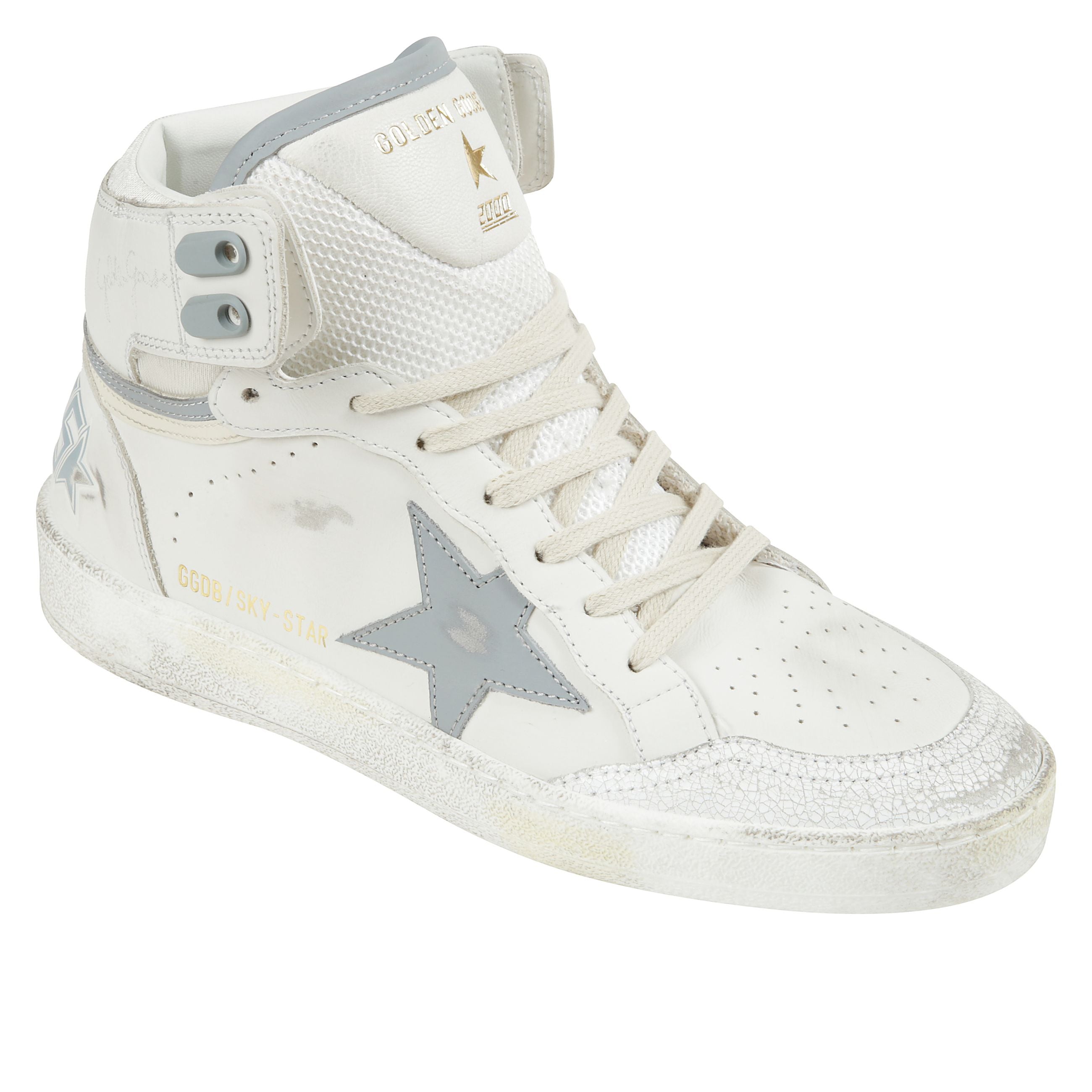 Sky-star in pelle con stella in pelle azzurra e talloncino bianco