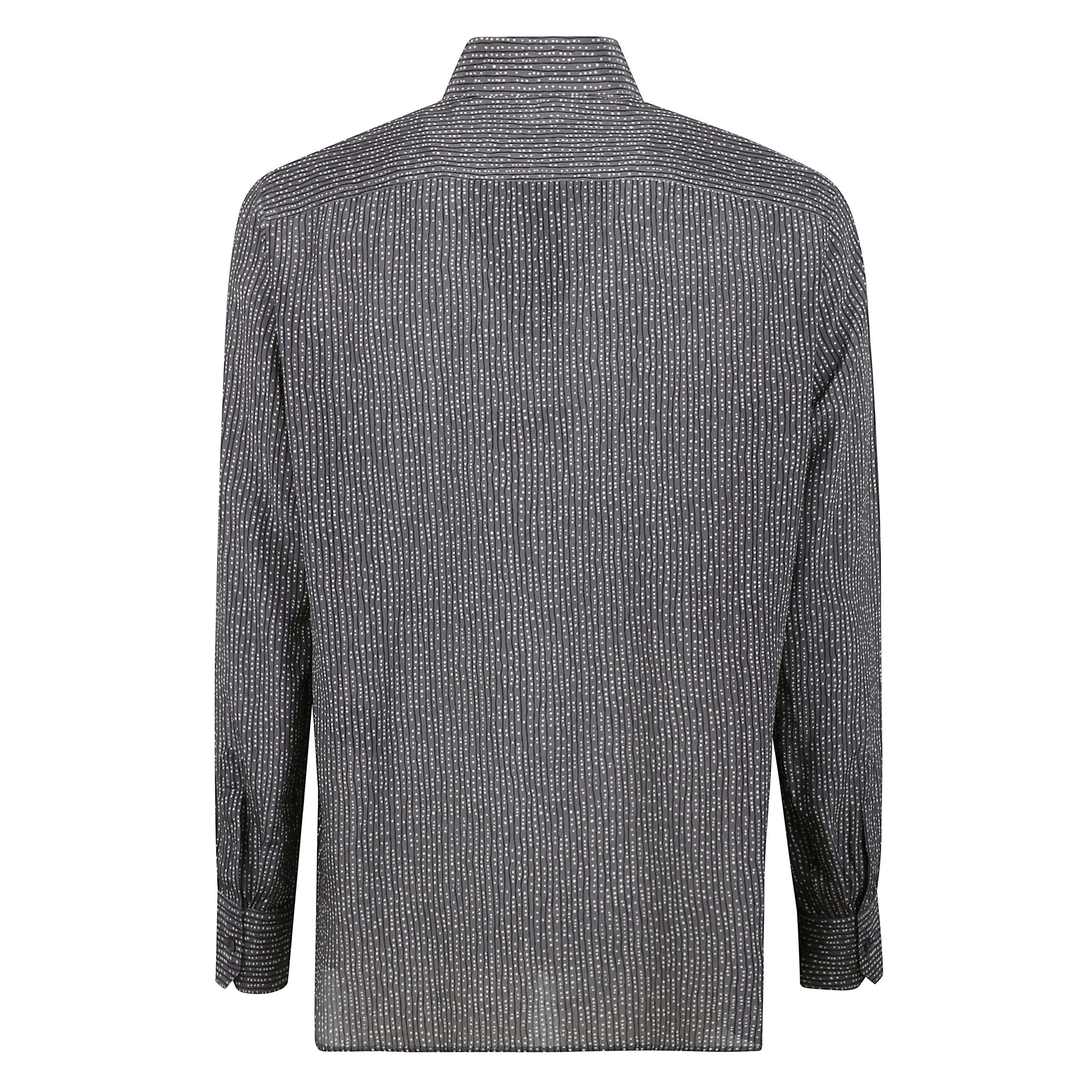 Camicia a maniche lunghe a fantasia plissettata