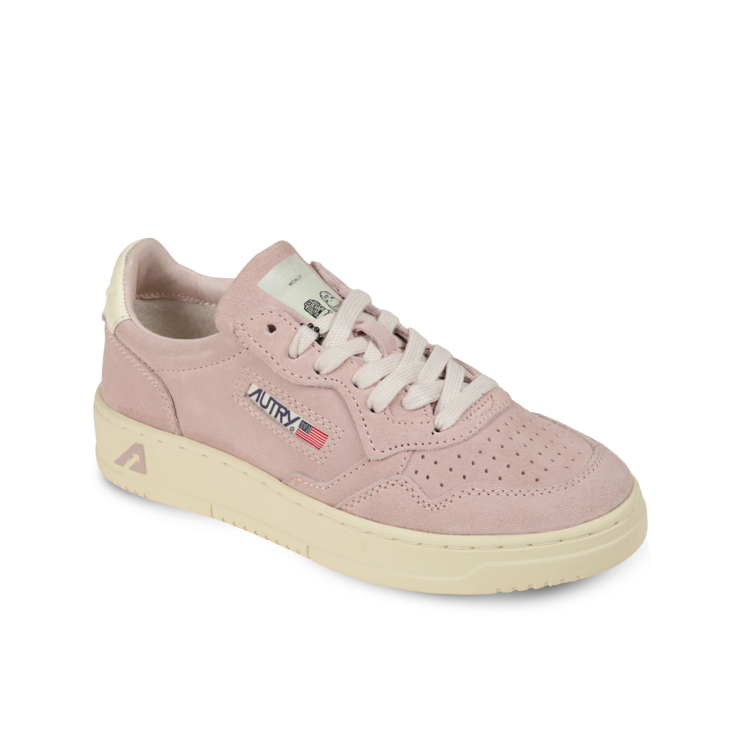 Sneakers autry medalist low. corpo in suede con microfori sul davanti. talloncino in pelle.