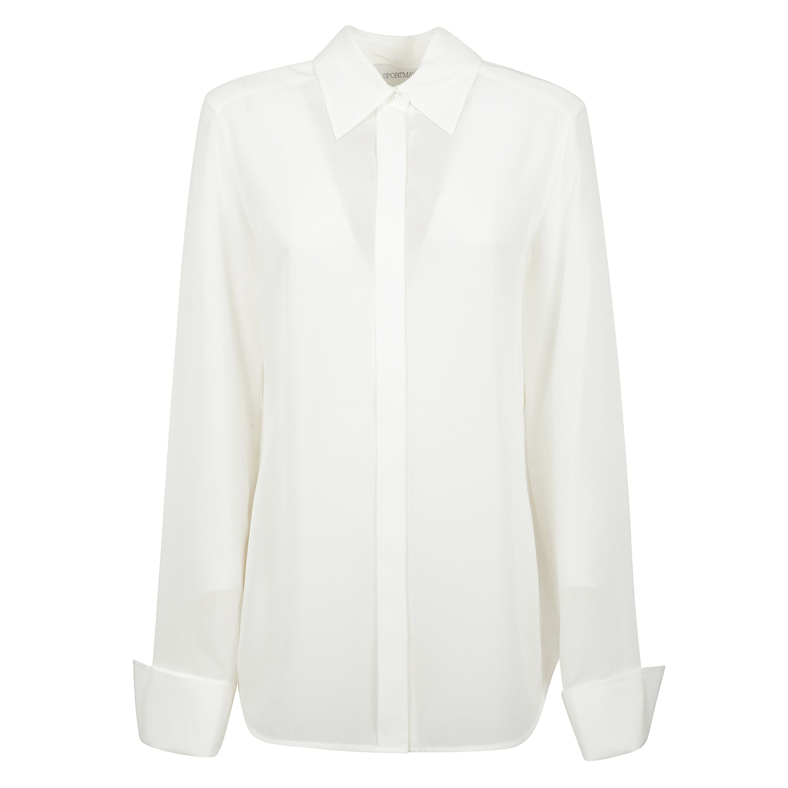 Camicia in pura seta slim fit e chiusura con bottoni nascosti