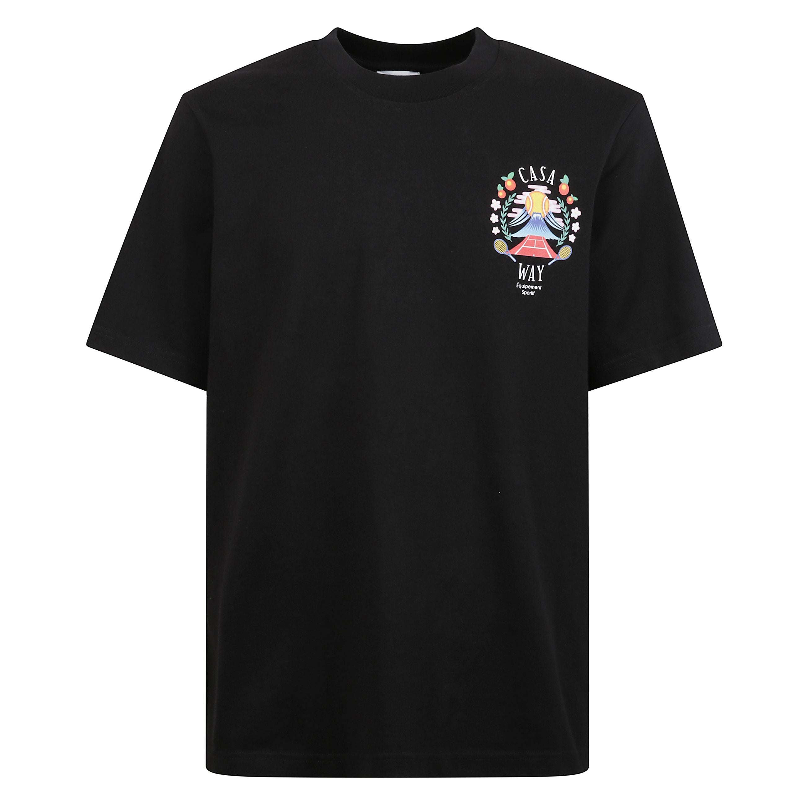 T-shirt casablanca in cotone a girocollo, fronte e retro con stampa e logo.