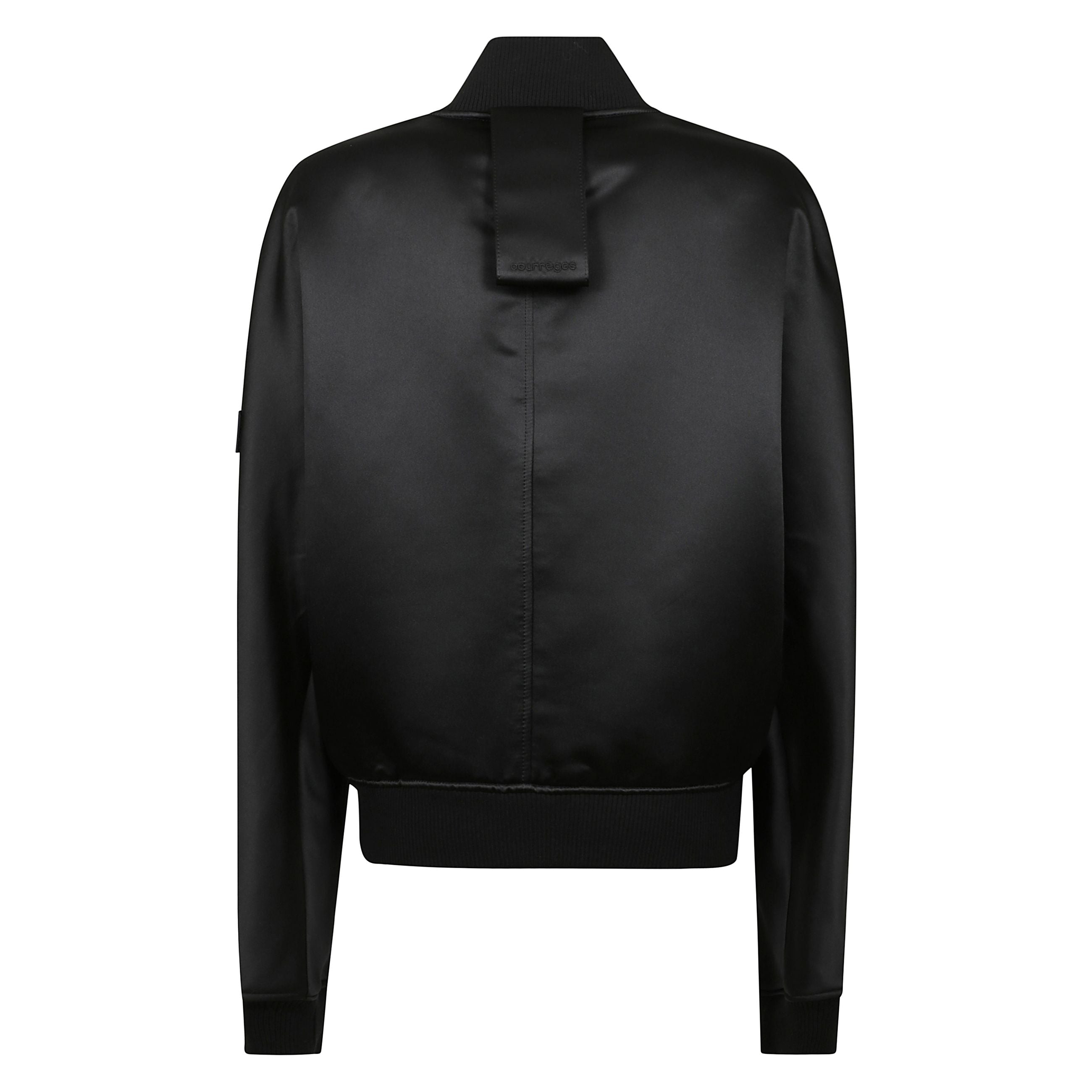 Bomber in satin con applicazione posteriore con logo e chiusura con zip a doppio cursore