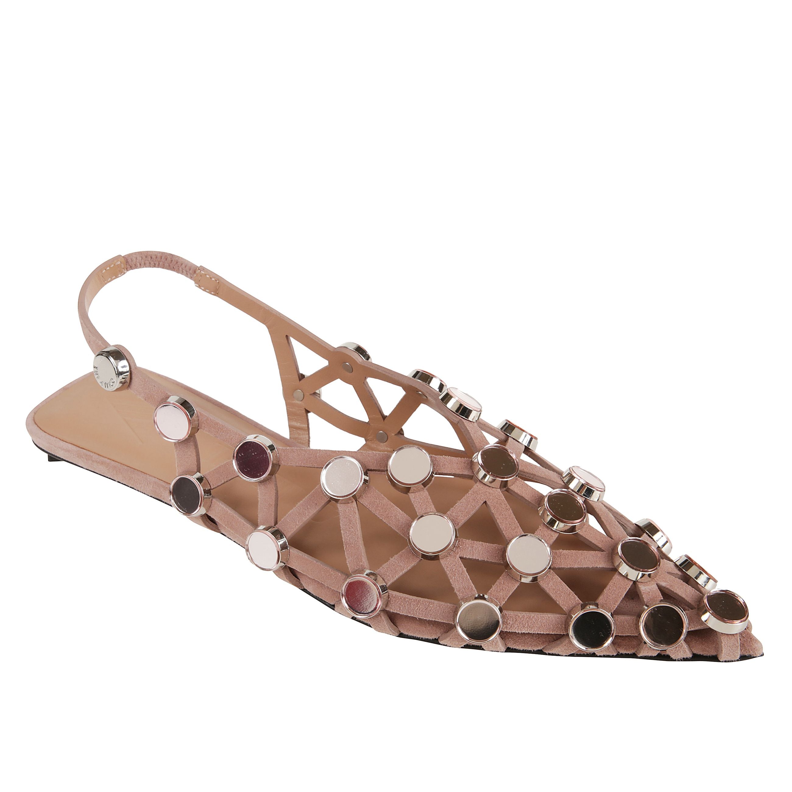 'grid' ballerina rosa chiaro con fascia elasticizzata sul tallone e suola in pelle