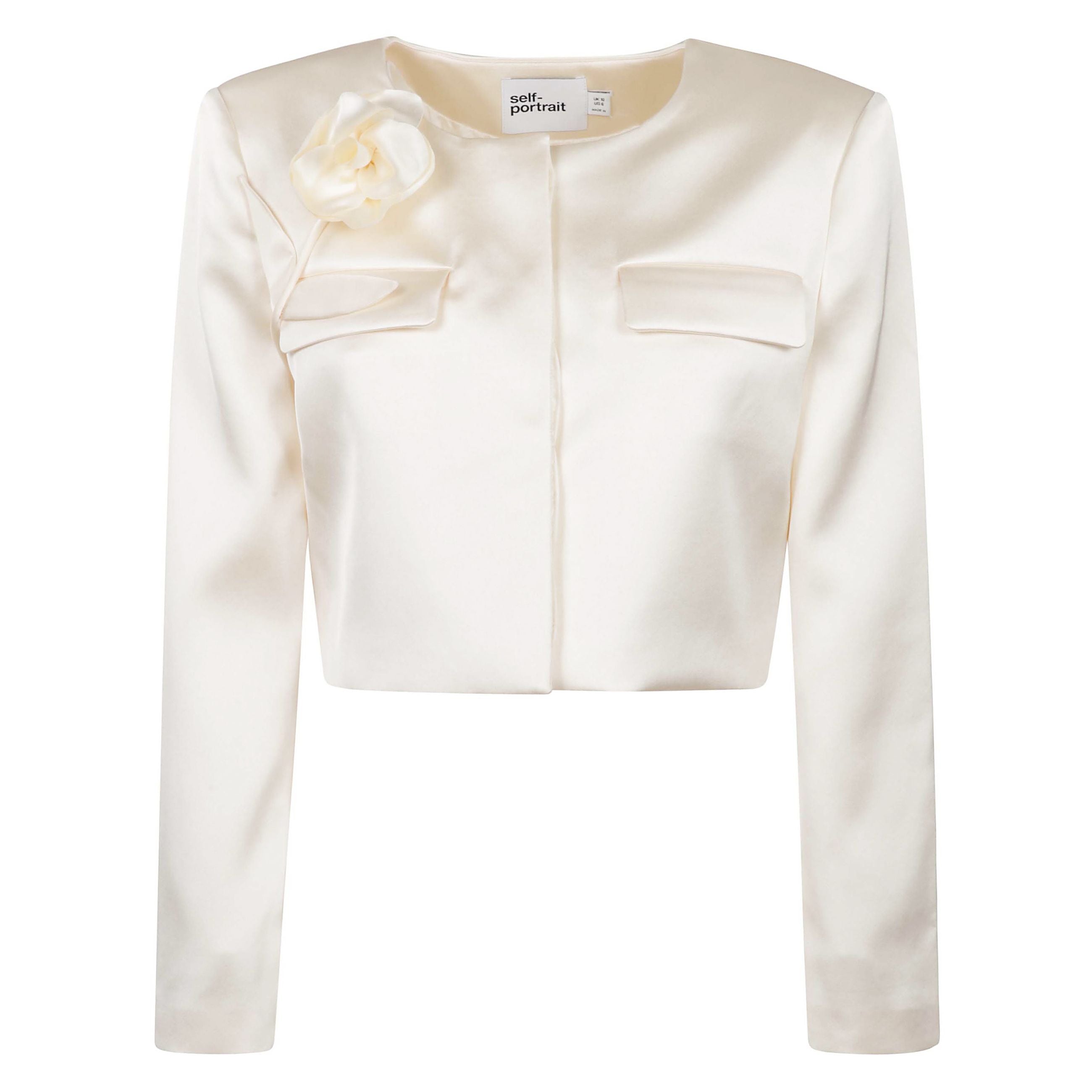 Giacca crema in raso a fiori