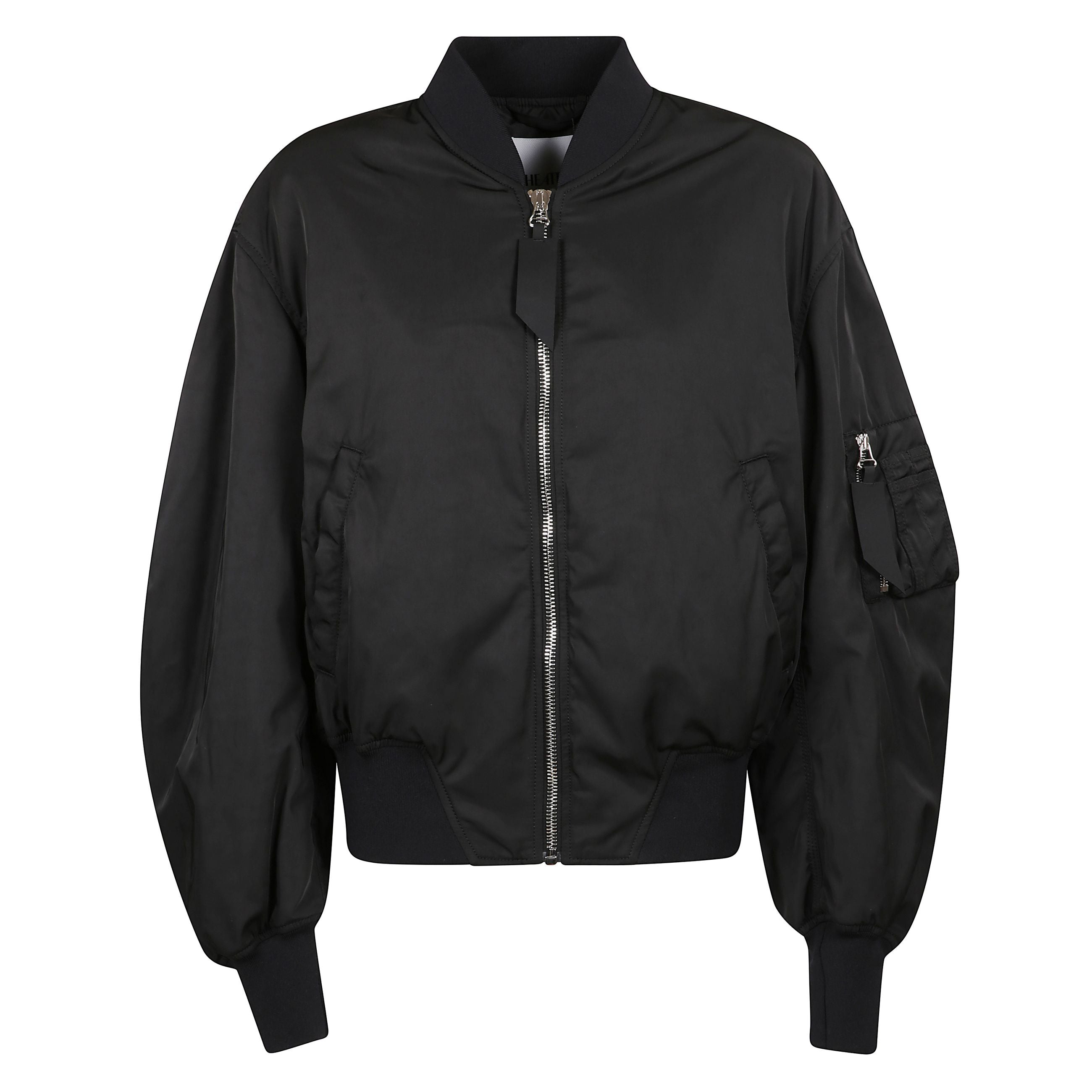 Bomber a maniche bishop con chiusura frontale a zip
e sulla manica due tasche a filetto laterali