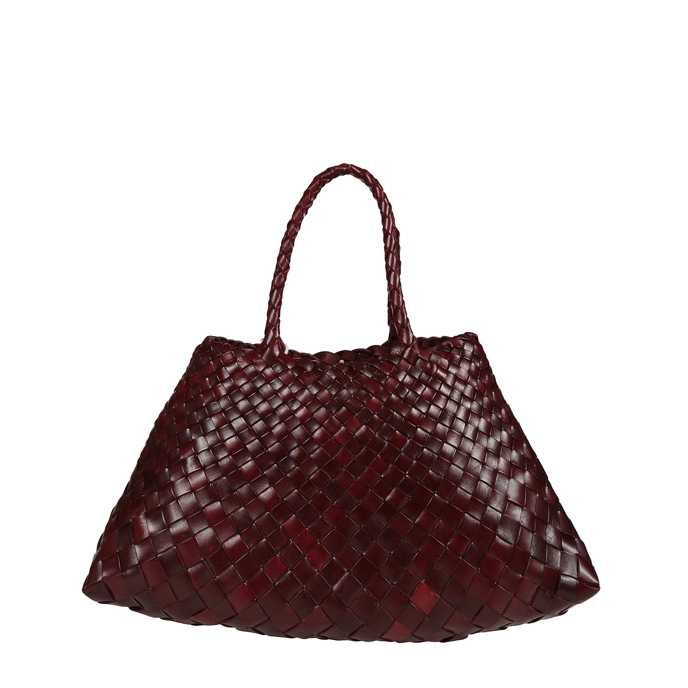 Santa croce big di dragon diffusion. corpo in pelle intrecciata a mano. manici superiori in pelle intrecciata.