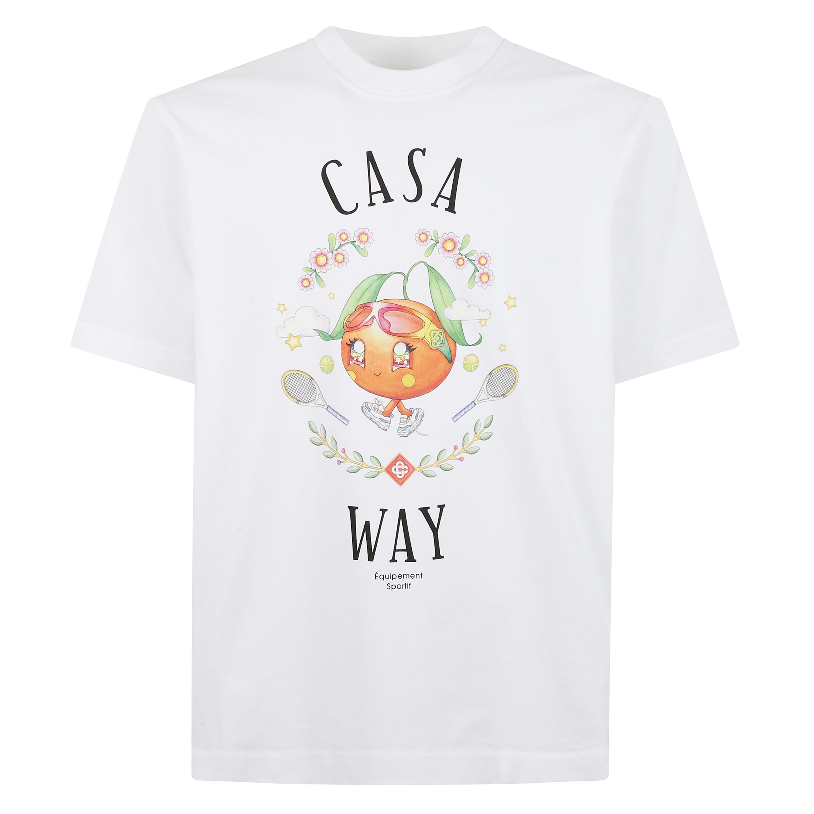 T-shirt casablanca in cotone, girocollo con stampa e logo.