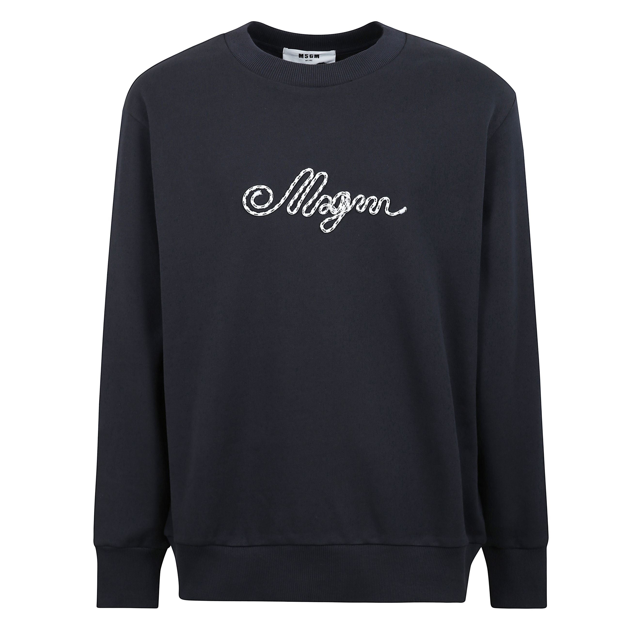 Felpa girocollo in jersey di cotone tinta unita caratterizzata dal logo msgm in corda ricamato sul petto. collo, polsini e fondo a costine. vestibilità cropped.