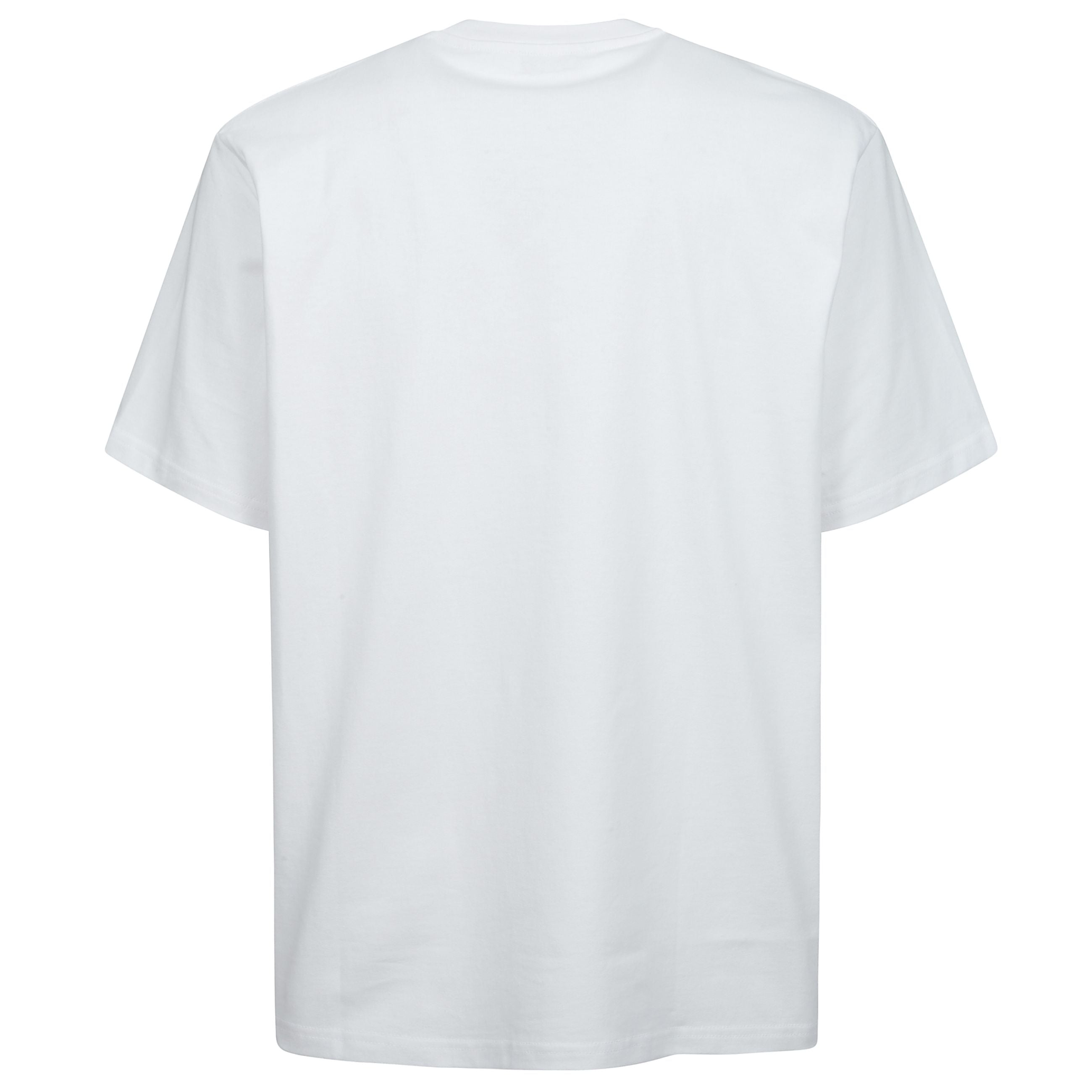 T-shirt bianca jw anderson a girocollo e manica corta con logo ricamato sul petto.