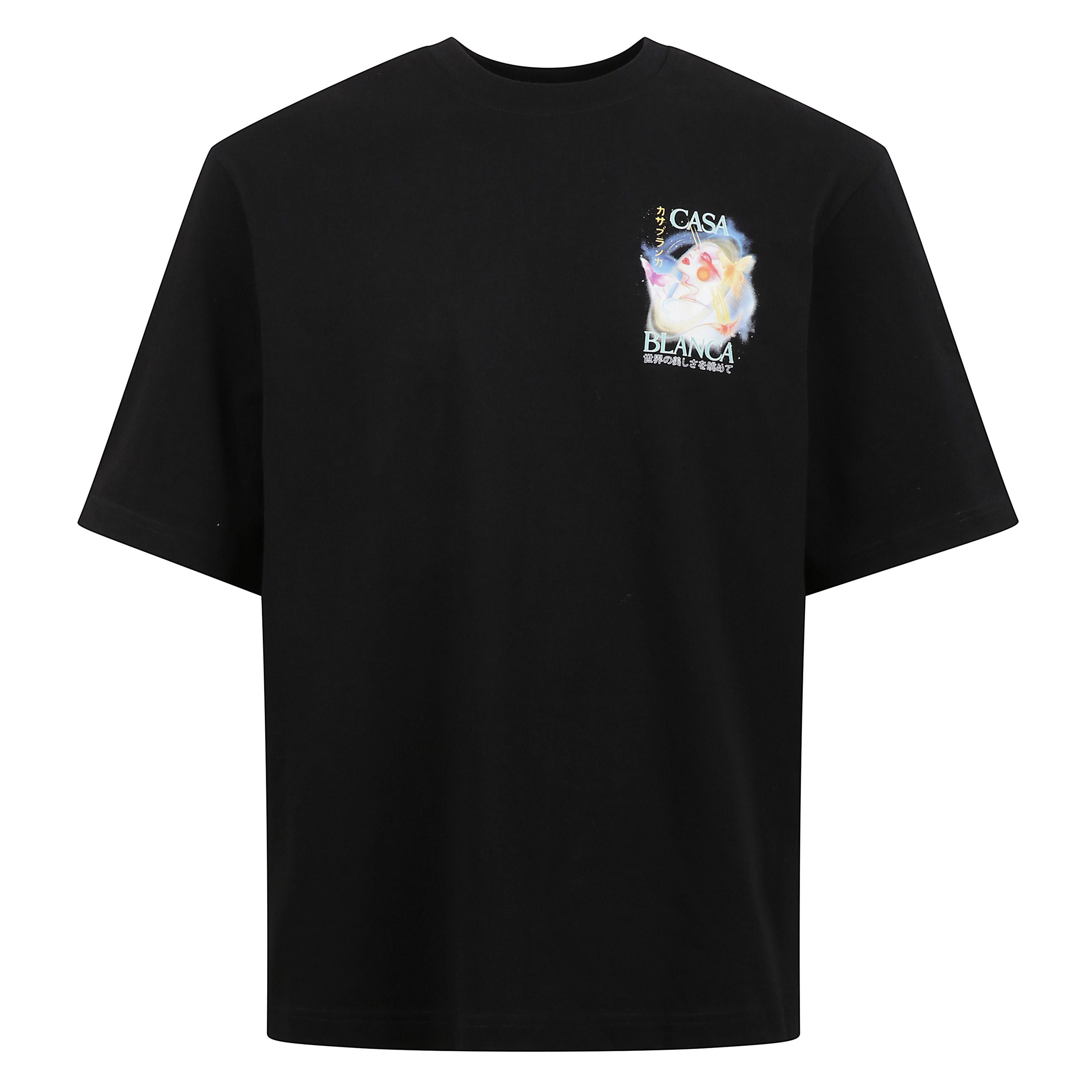 T-shirt casablanca in cotone a girocollo, fronte e retro con stampa e logo.