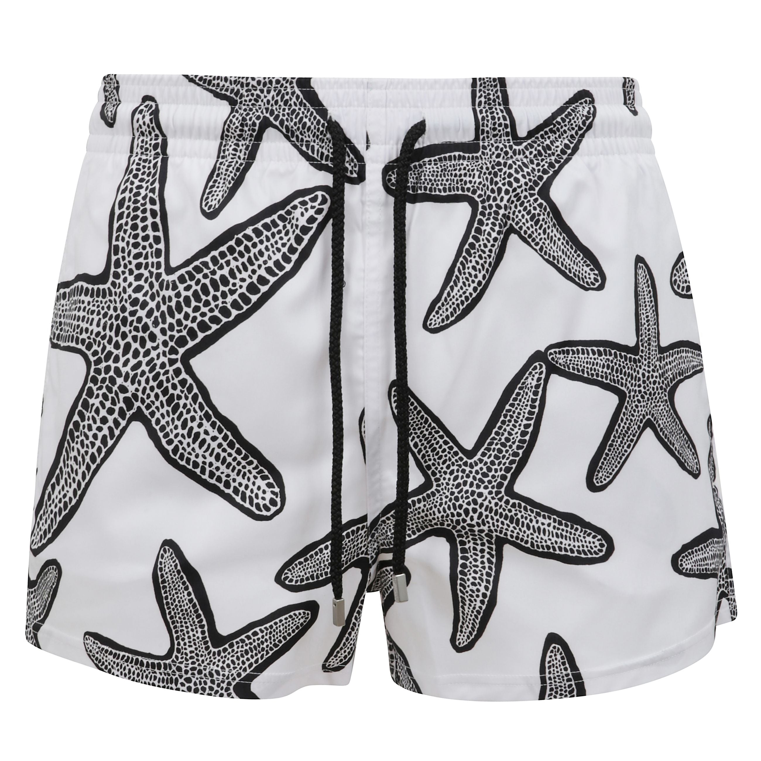 Pantaloncini da mare in versione corta, dotati di comode tasche laterali e decorati con una vivace stampa di stelle marine che richiama lâeleganza rilassata delle vacanze estive. il design presenta un pratico girovita elasticizzato, rifinita da terminal