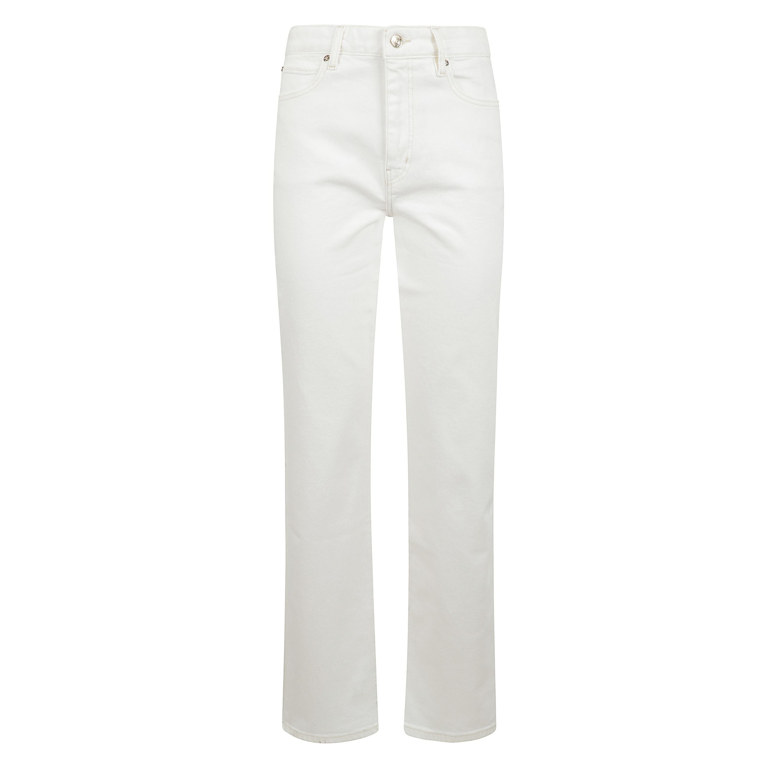 The ruler, questi jeans presentano una vita alta e una gamba dritta a lunghezza intera, progettati per offrire un look slanciato. il design è aderente su fianchi e cosce, aprendosi poi in una silhouette dritta e sottile. sono realizzati in denim comfort