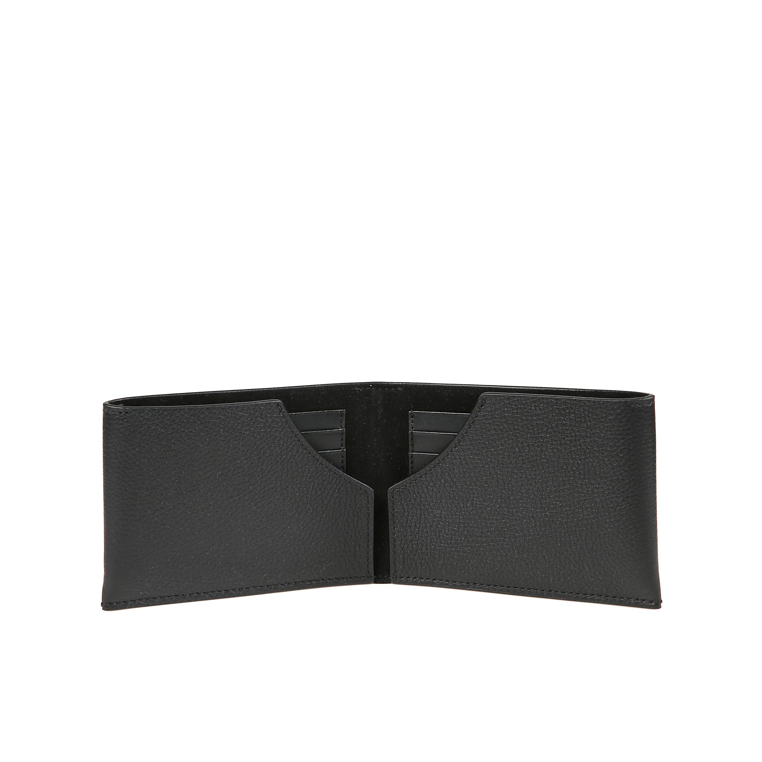 Portafoglio con logo a quattro punti in pelle e slot per schede interne