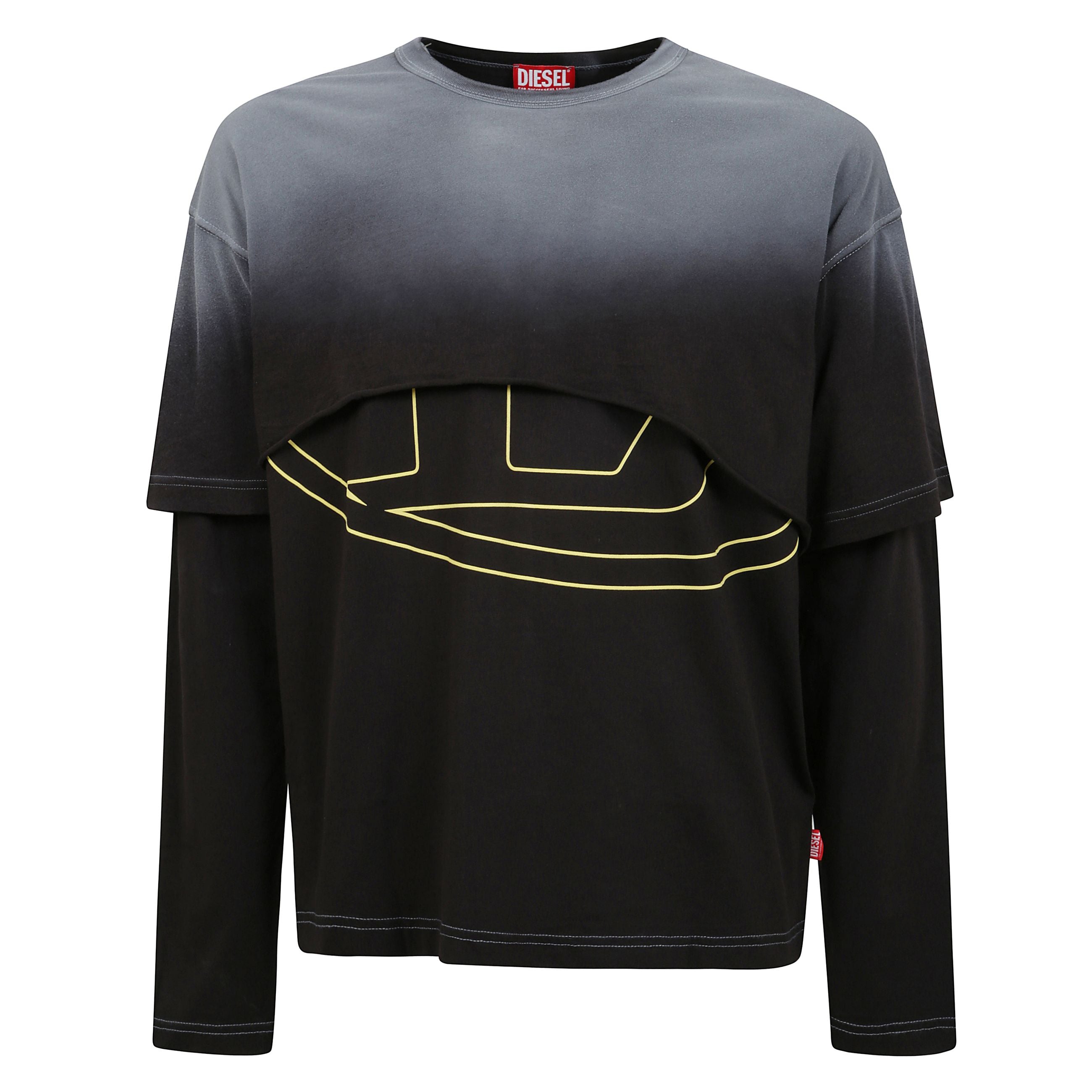 T-besh-cut maglia a maniche lunghe decorata con una stampa effetto puff del logo oval d visibile sotto lo strato superiore del capo