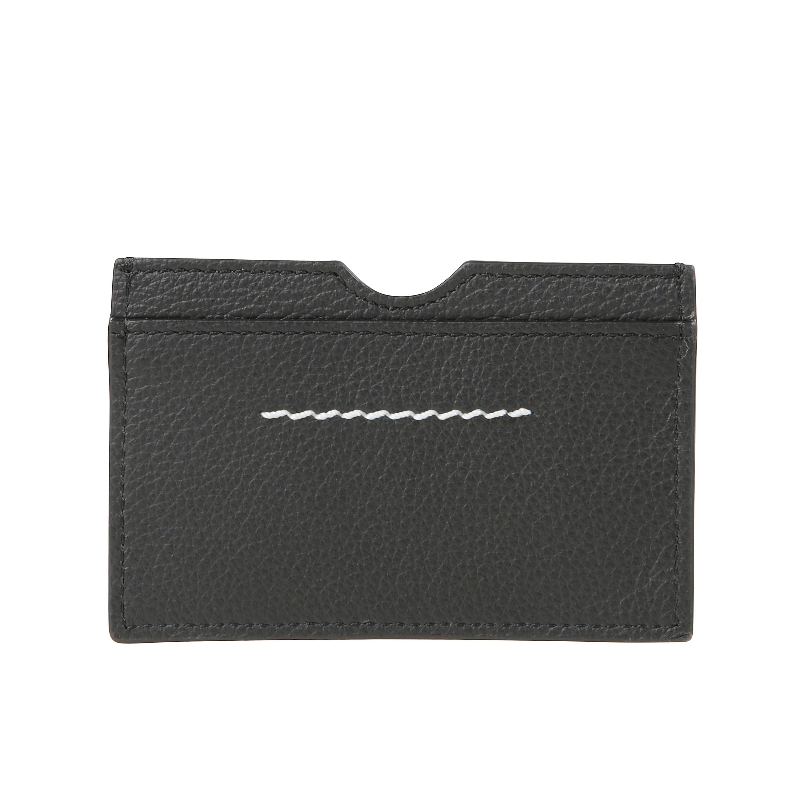 Portacarte in pelle con motivo numerico.