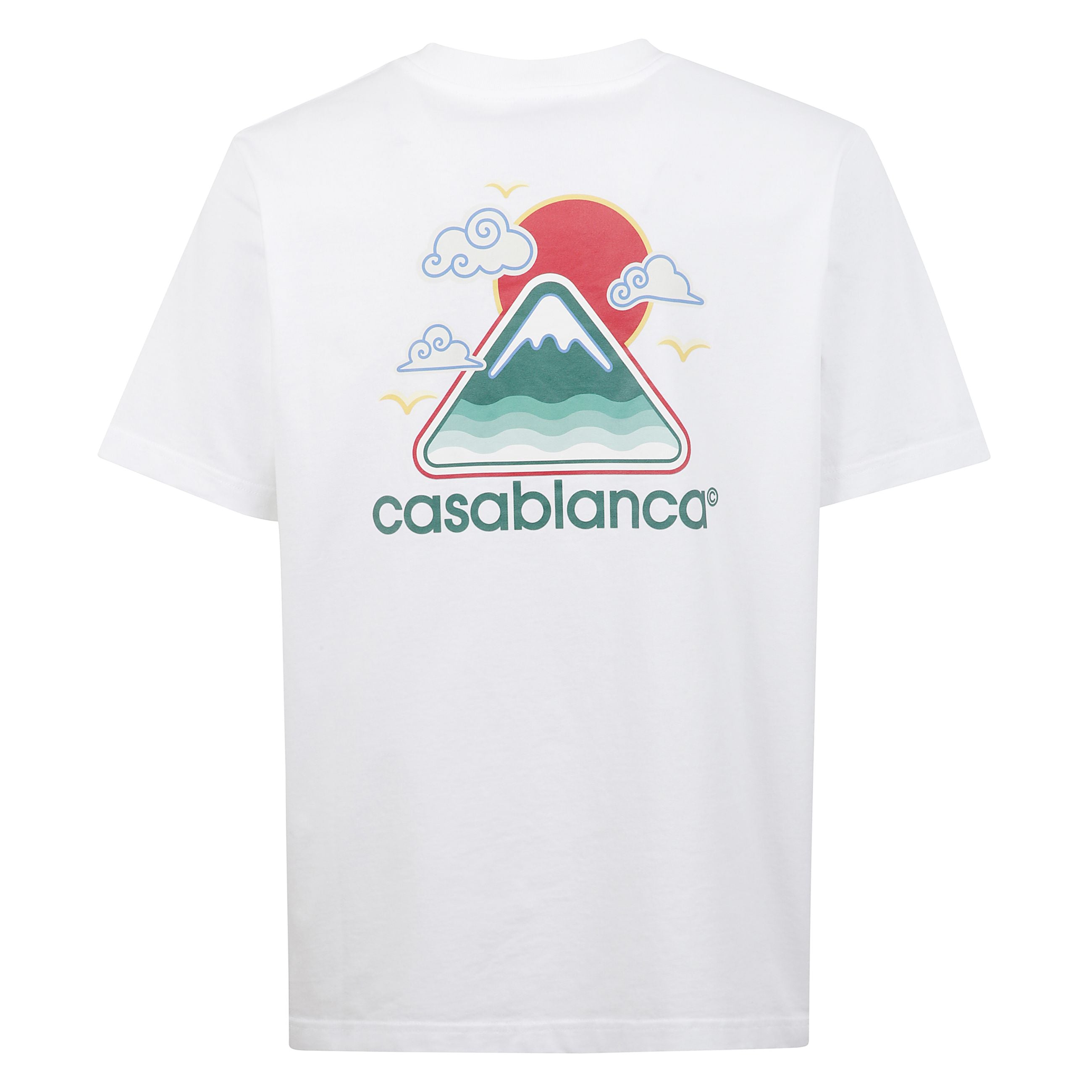 T-shirt casablanca in cotone a girocollo, fronte con stampa e logo.