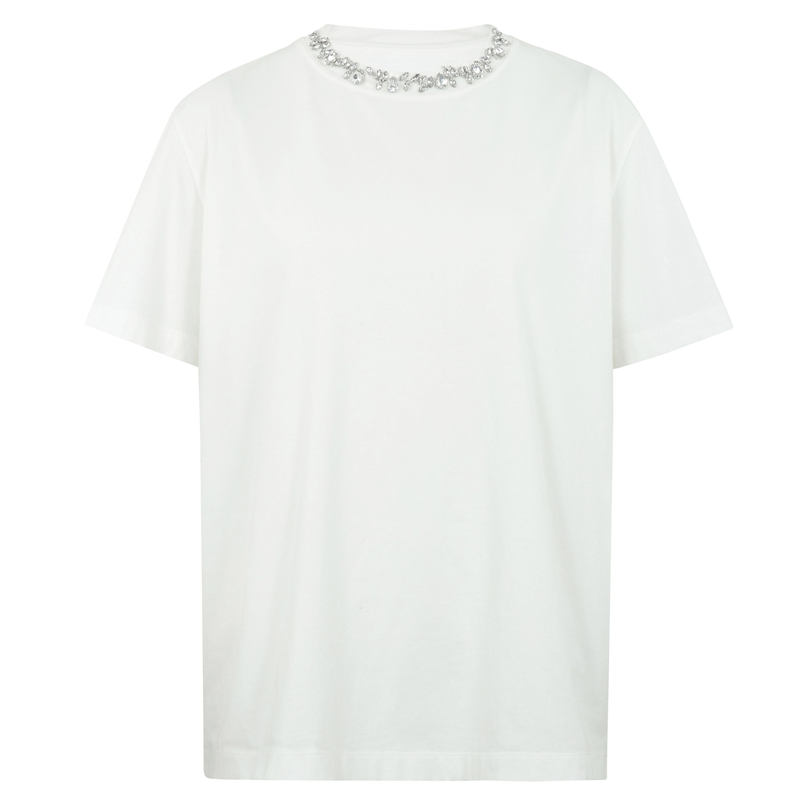 T-shirt dal fit regular, caratterizzata dai cristalli cabochon applicati sul collo.