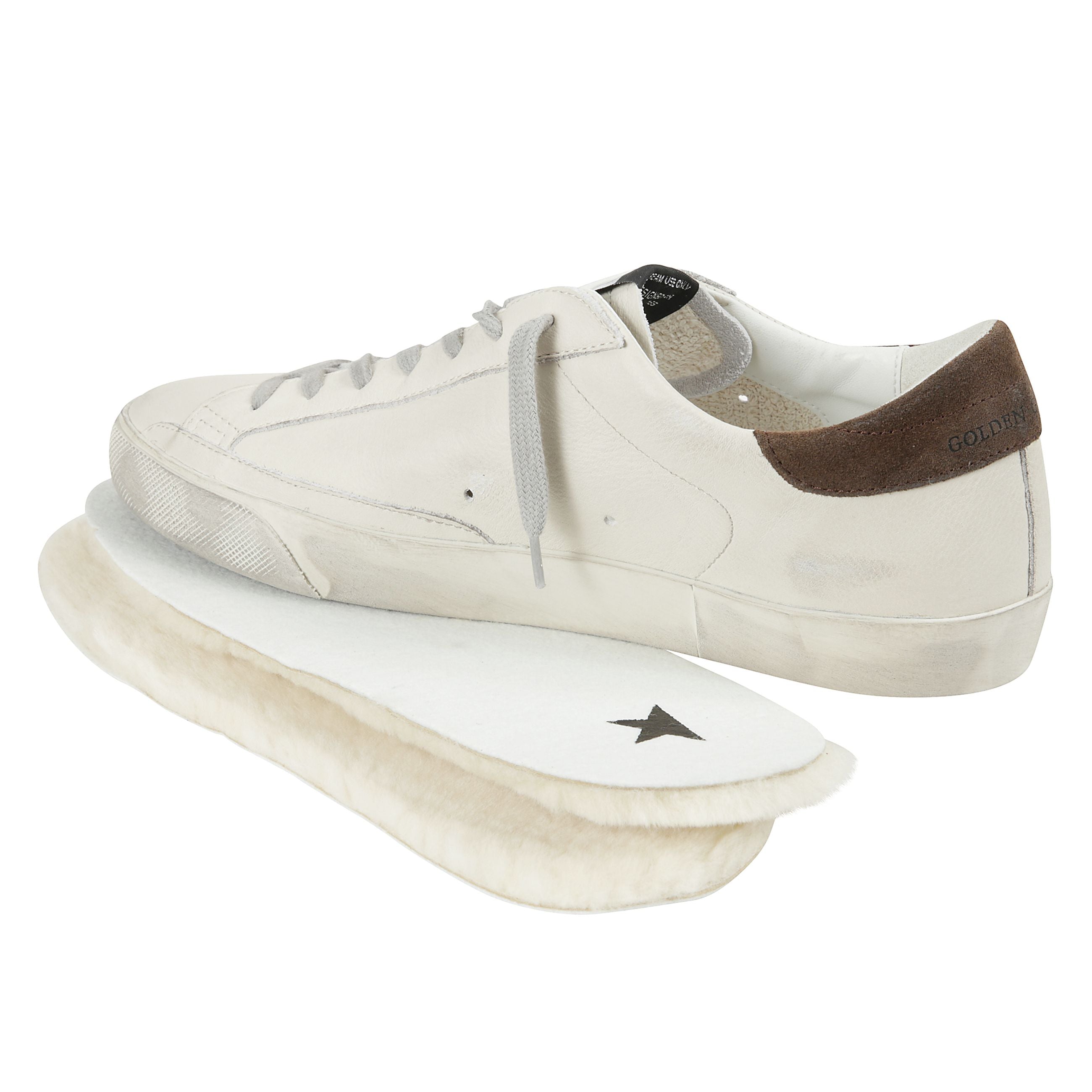 Sneakers super-star con tallone in suede marrone e soletta aggiuntiva