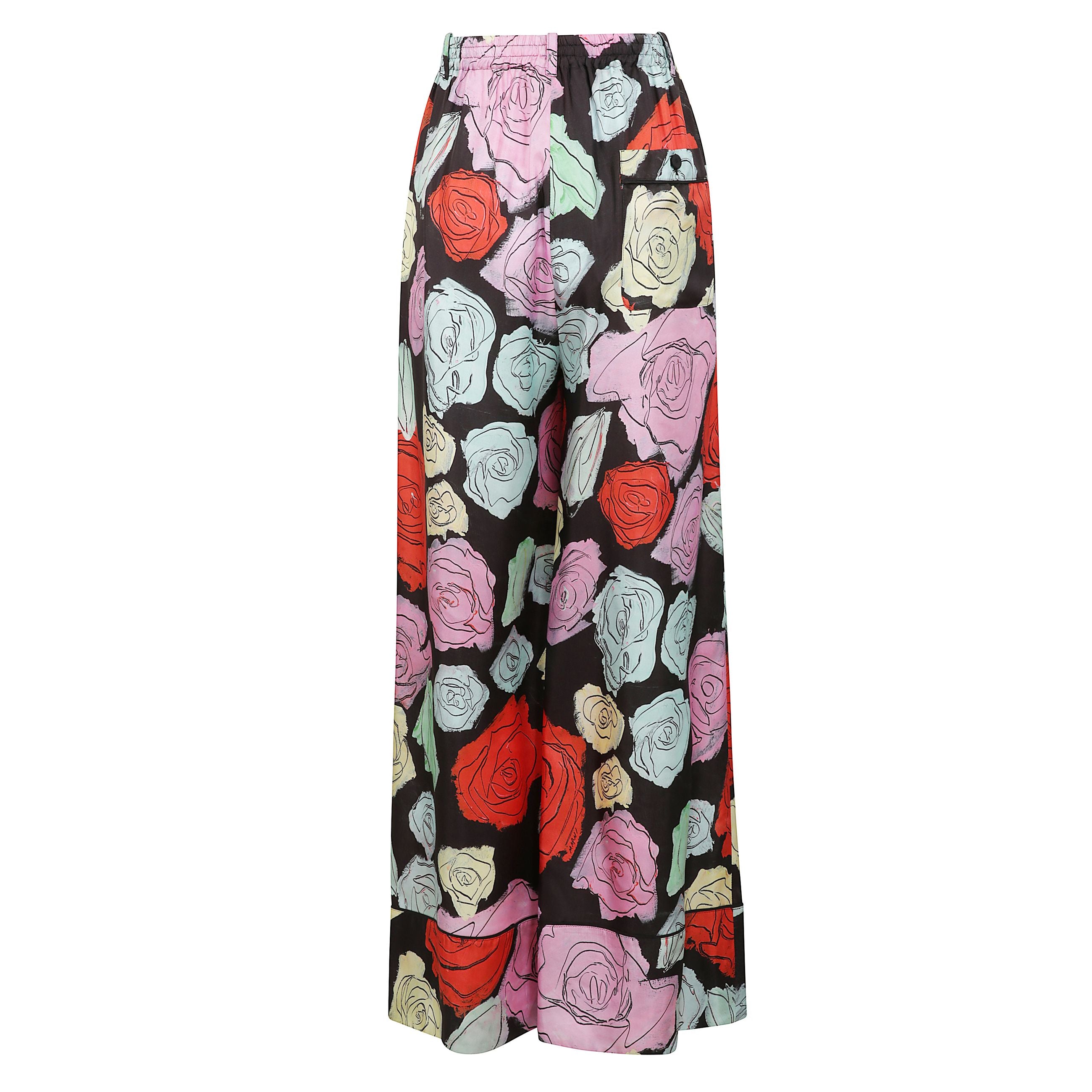 Pantaloni stile pigiama in twill di seta, design stampato con motivo orion