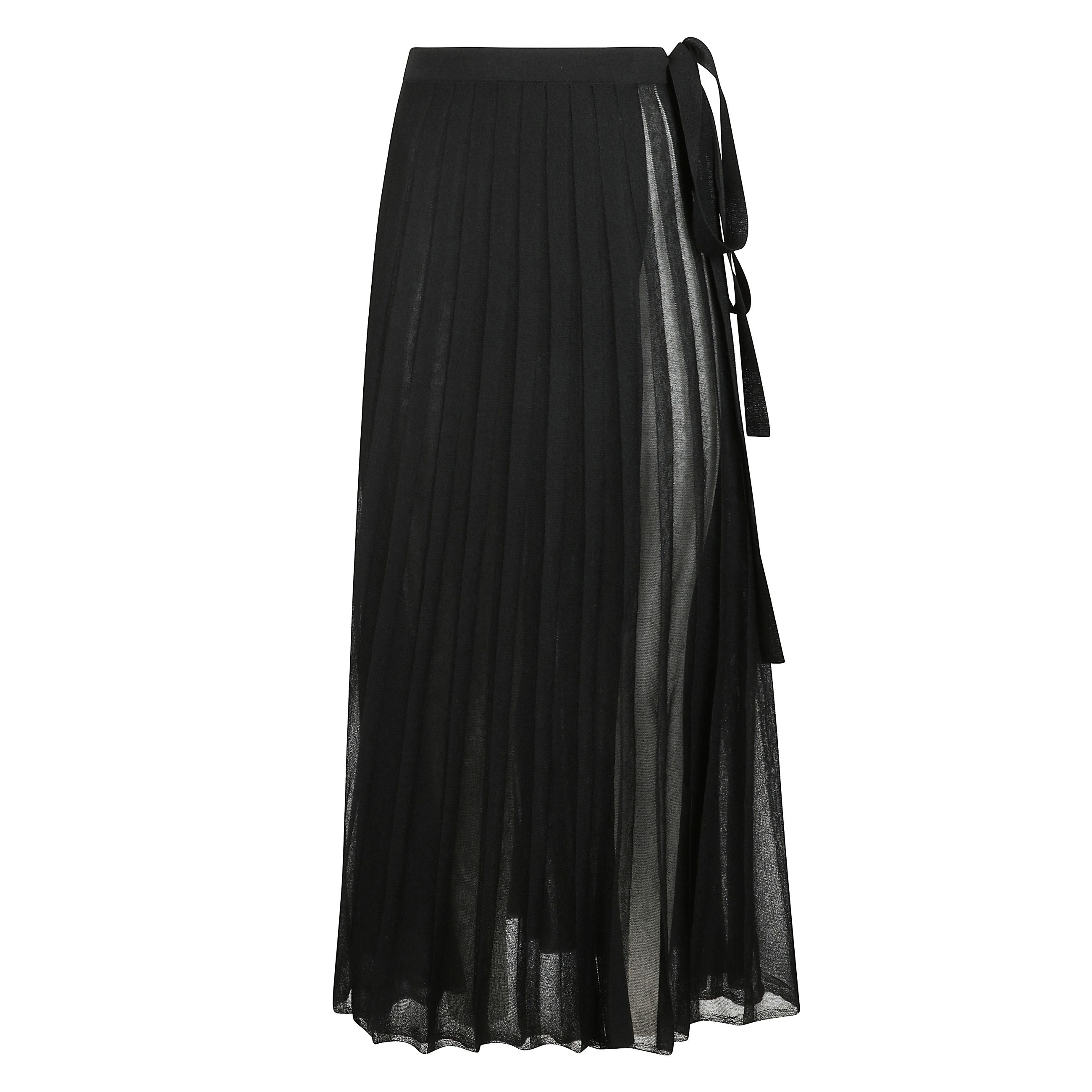 Gonna a portafoglio plissettata, vita elasticizzata e chiusura laterale con nodo