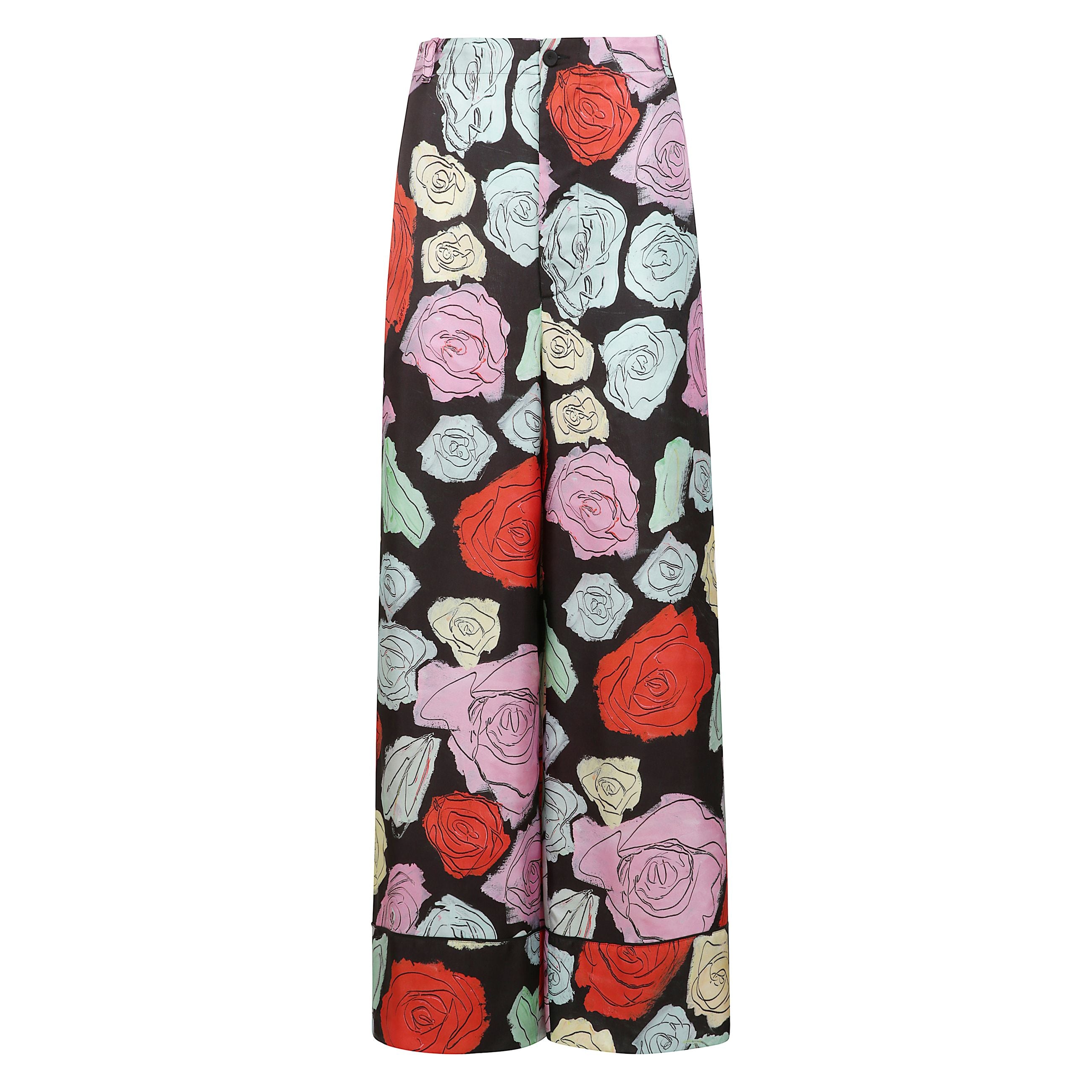 Pantaloni stile pigiama in twill di seta, design stampato con motivo orion