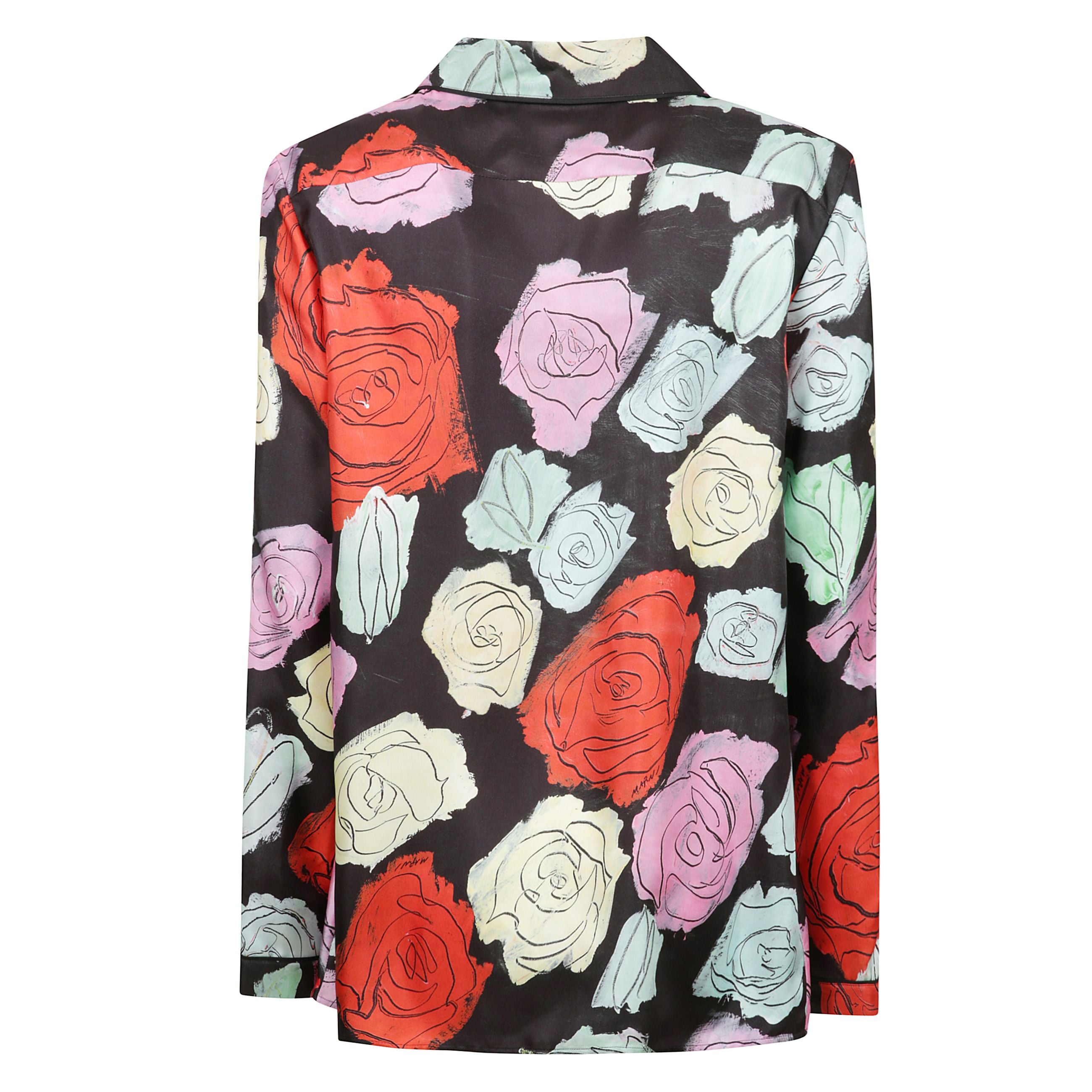 Camicia pigiama con stampa floreale con taschino sul petto e tasche basse applicate