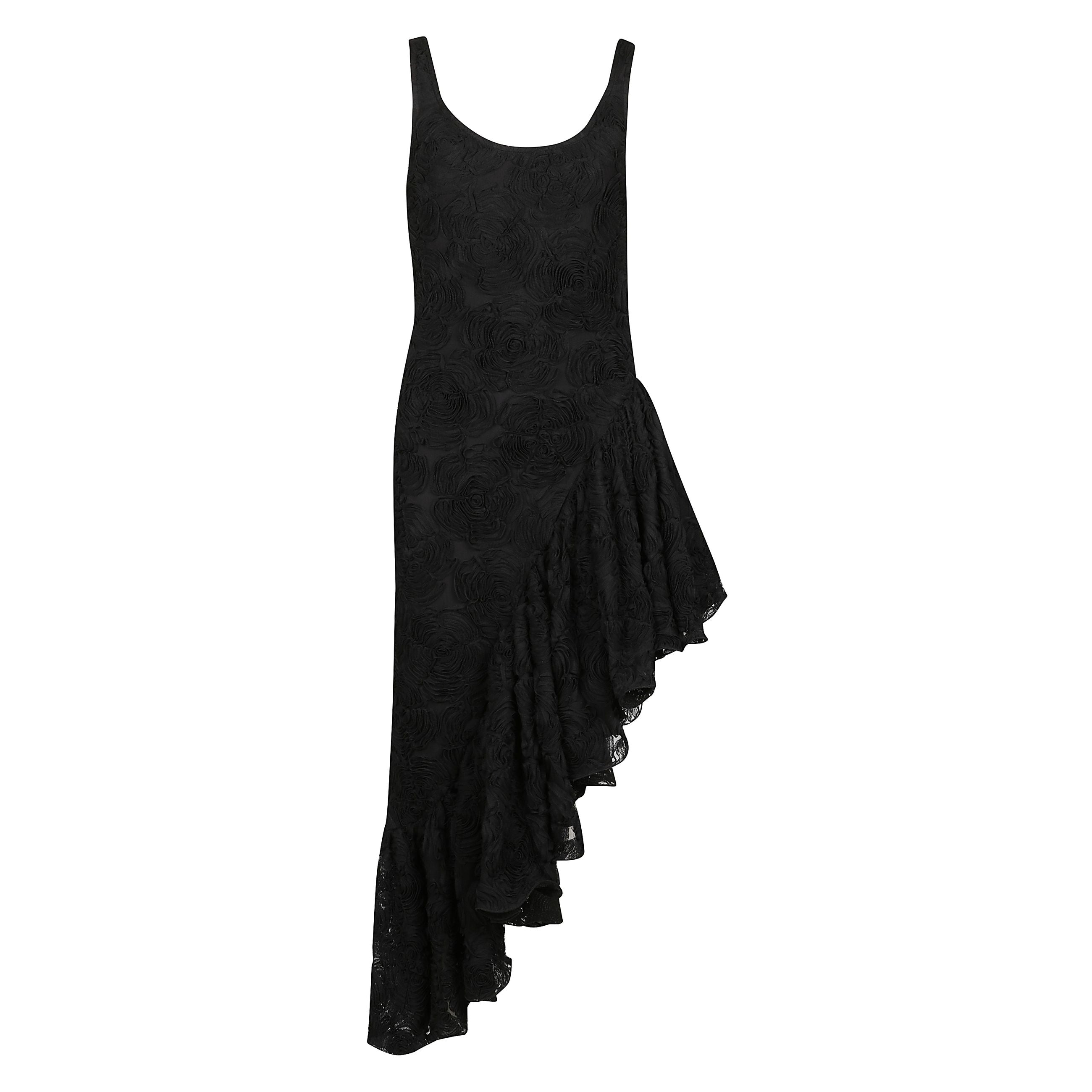 Abito con volant nero senza maniche