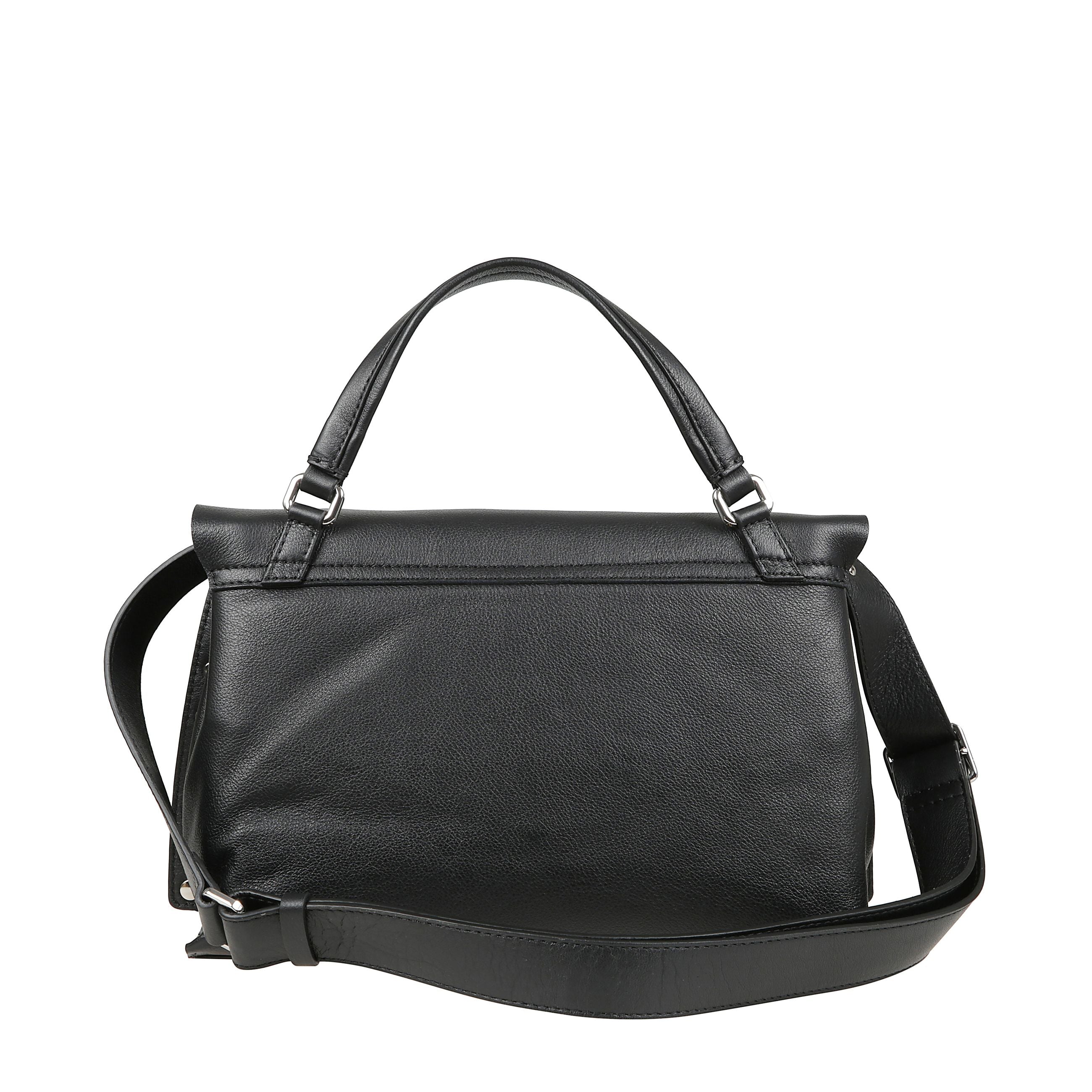 Borsa a mano con chiusura a girello, tracolla regolabile e rimovibile e tasche a soffietto interne