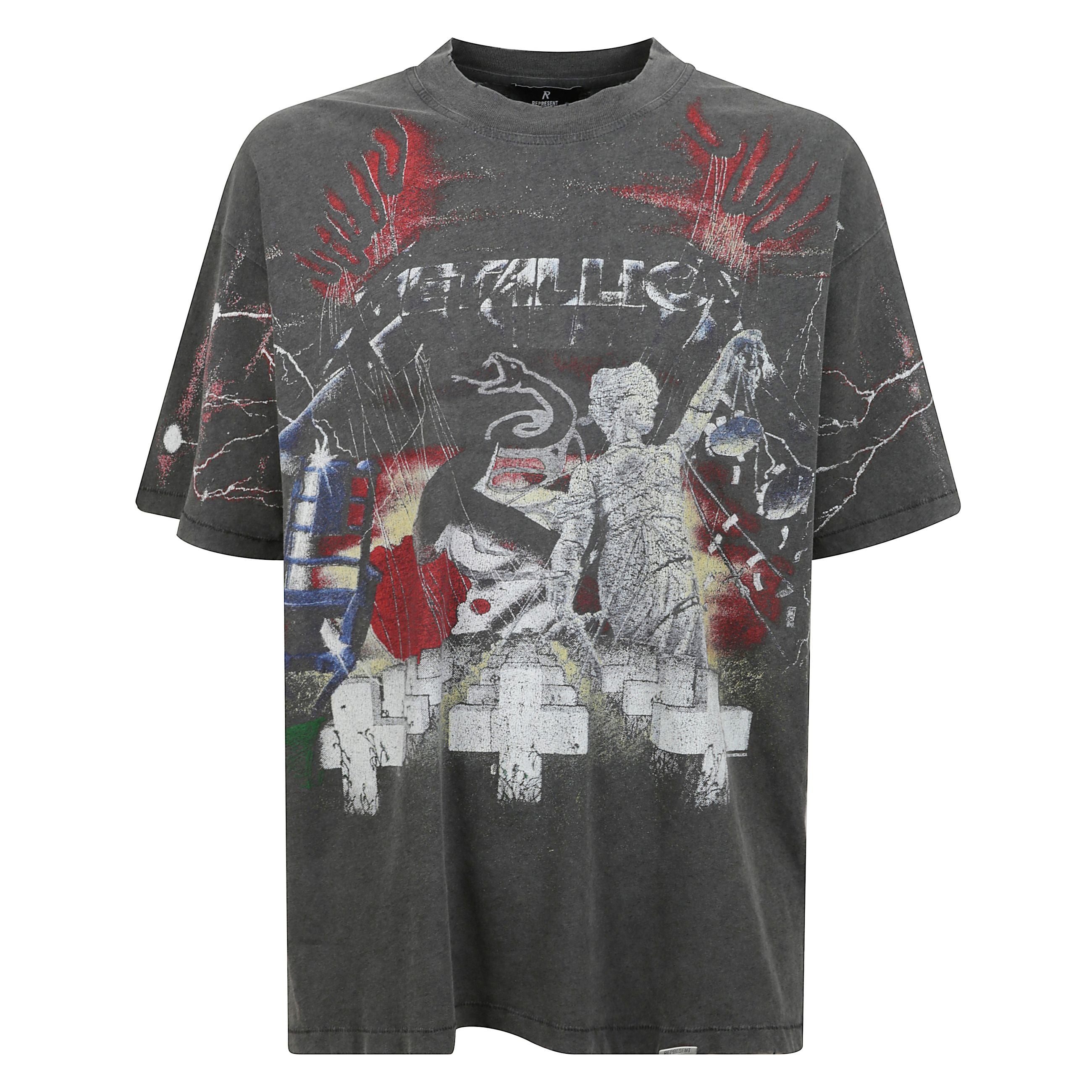 T-shirt in cotone con maniche corte e girocollo, dettaglio con stampa multicolor a contrasto.