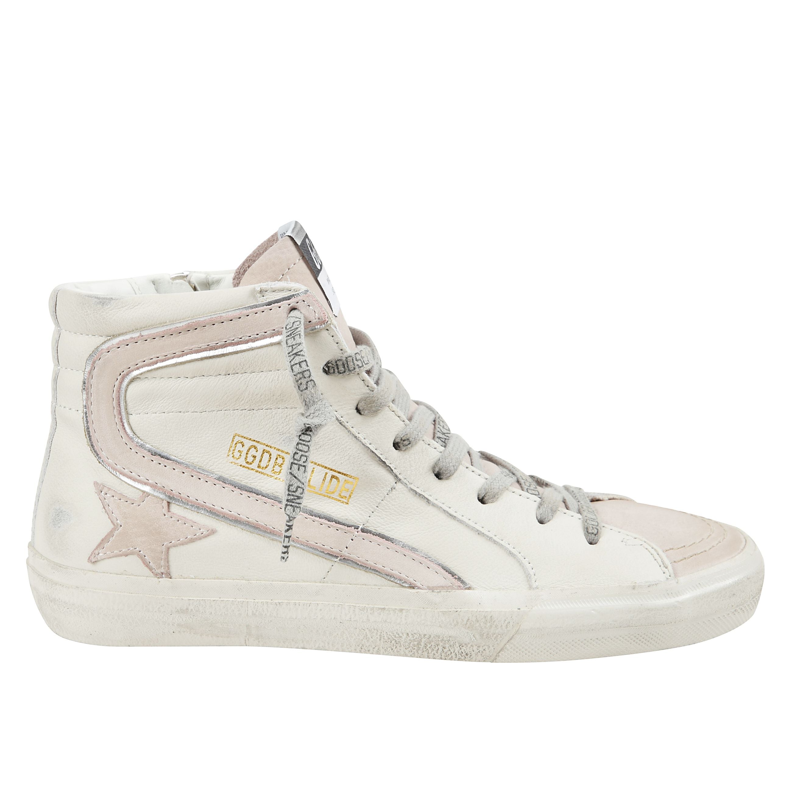 Sneakers slide alte con stella in suede rosa