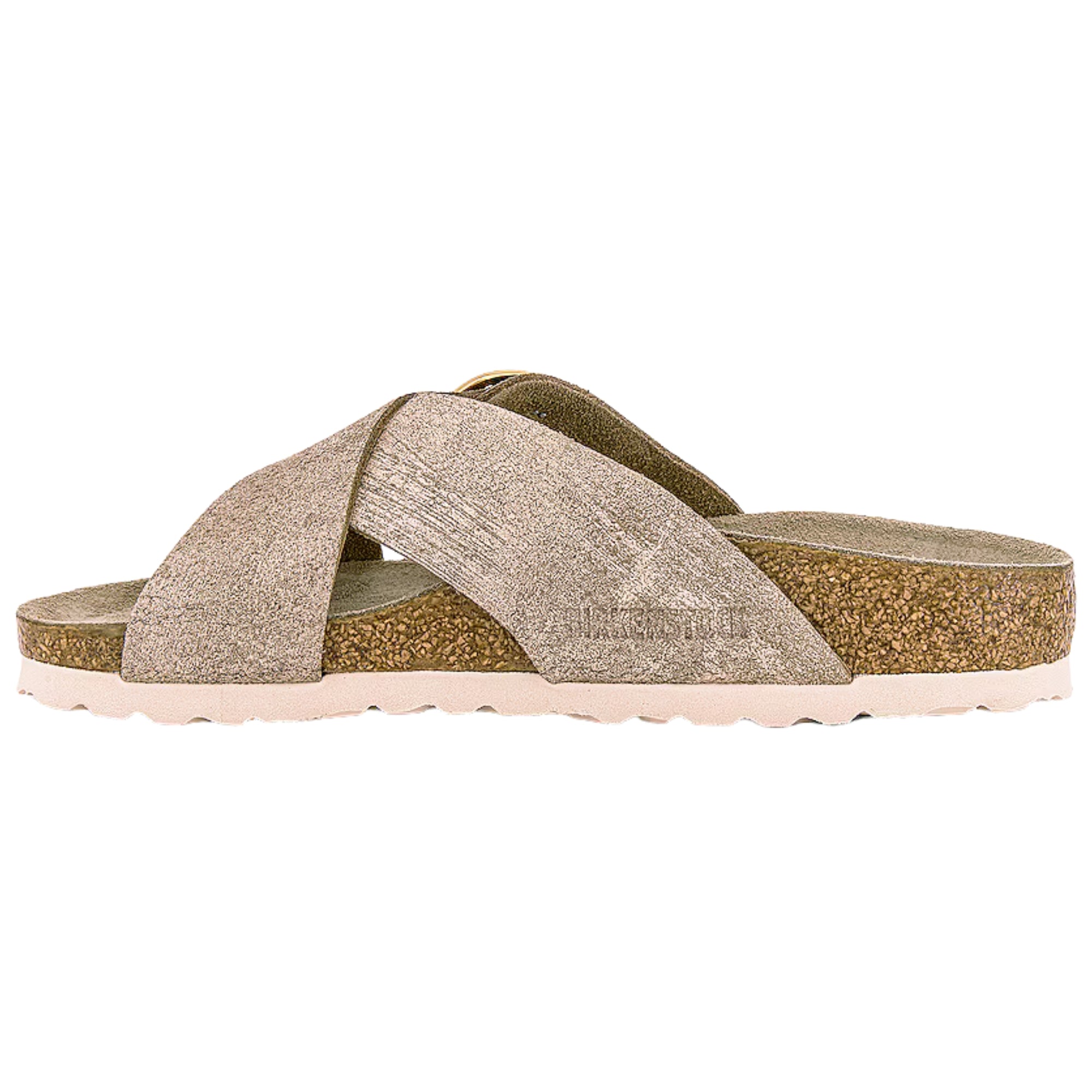 Siena Big Buckle Suede Leather Washed Metallic Rose Gold
