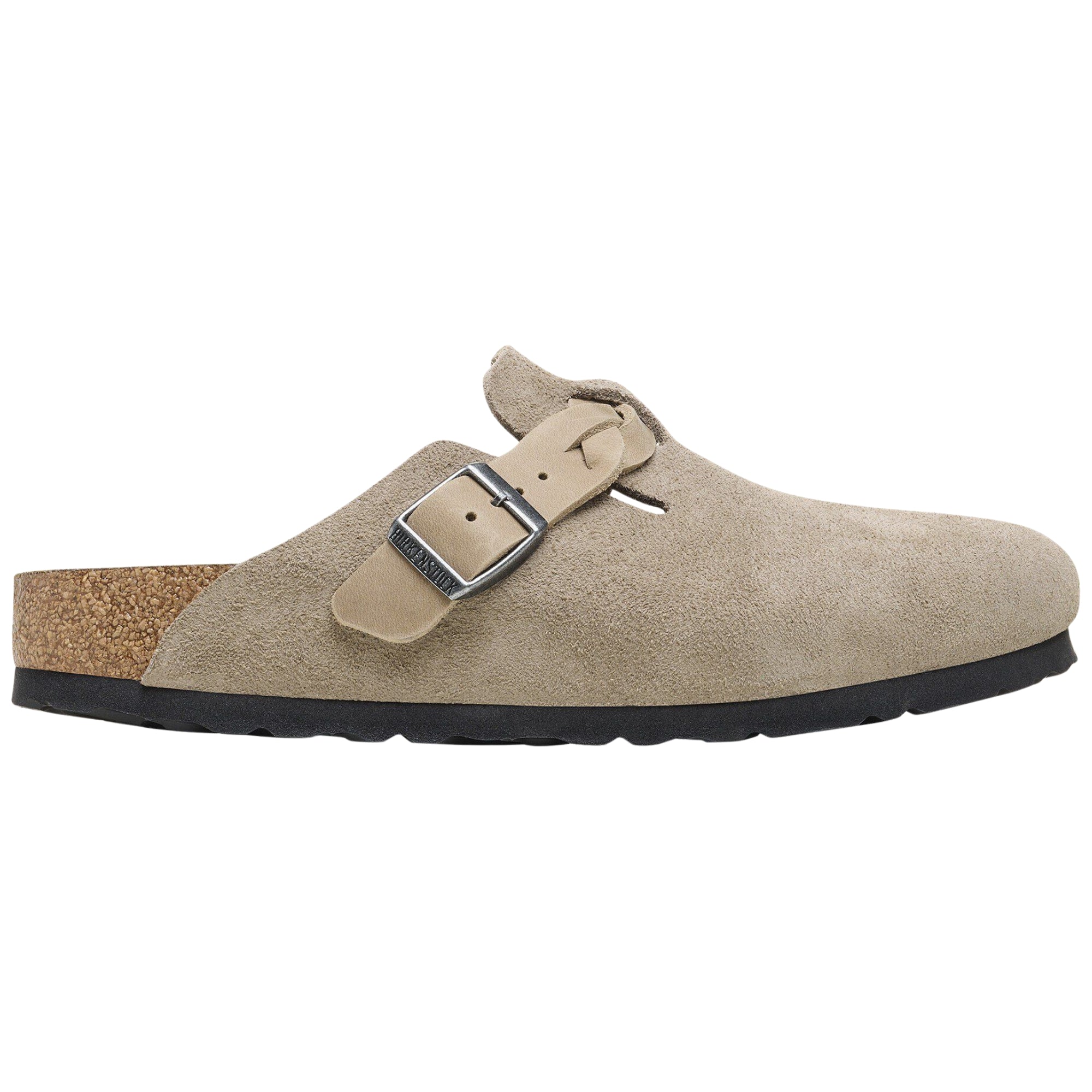 Birkenstock Boston Braided Suede Leather Taupe Clogs