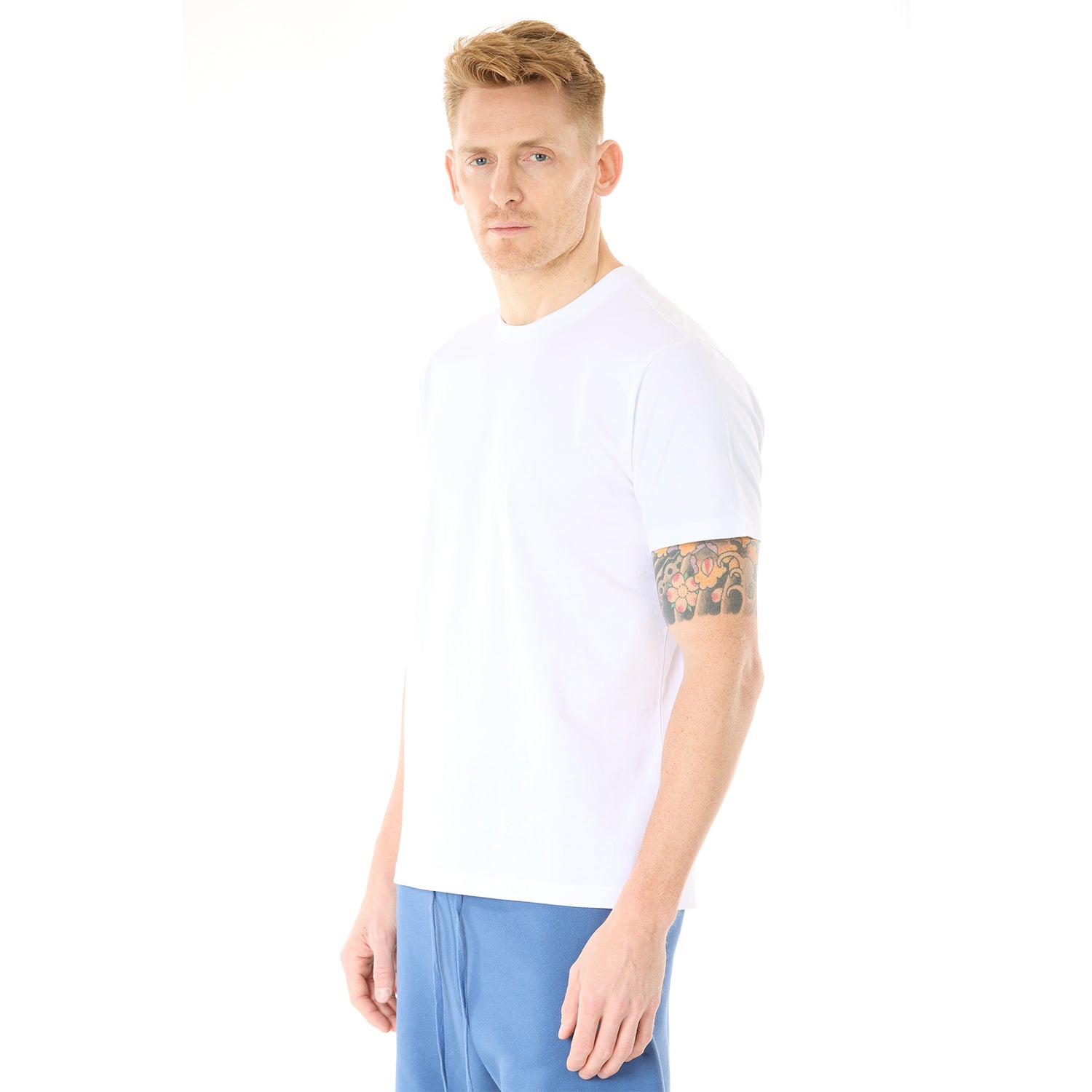 G WEST MENS SOLID CREW NECK TEE - WHITE