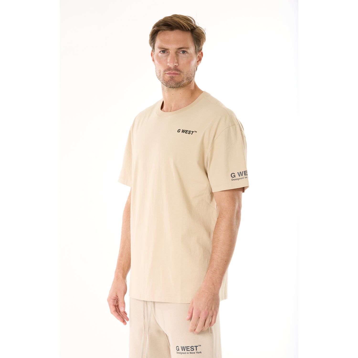 G WEST MENS  LIFESTYLE PREMIUM T-SHIRT - OXFORD TAN