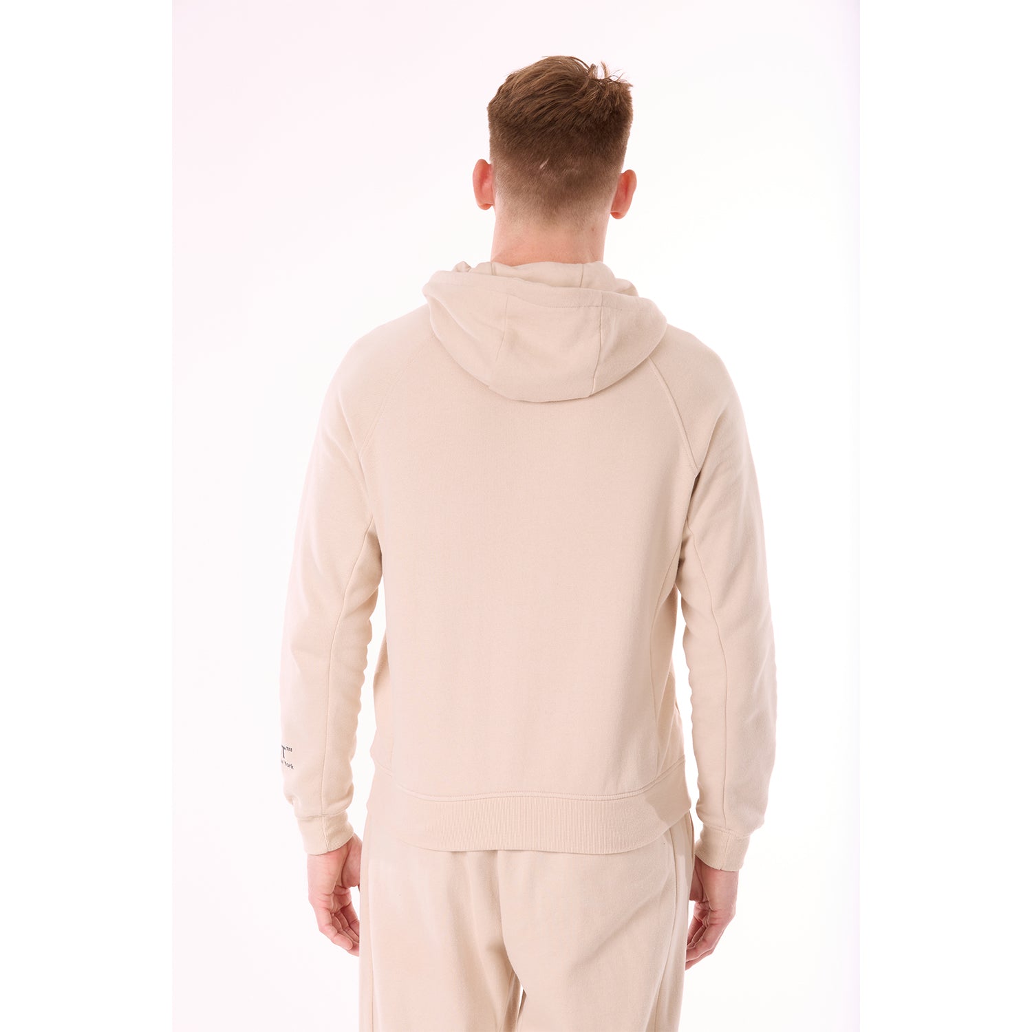 G WEST MENS FLEECE  ZIPPER HOODIE - BROWN RICE
