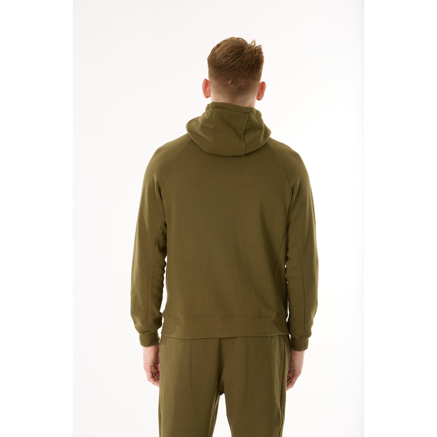 G WEST MENS FLEECE  ZIPPER HOODIE - DARK OLIVE