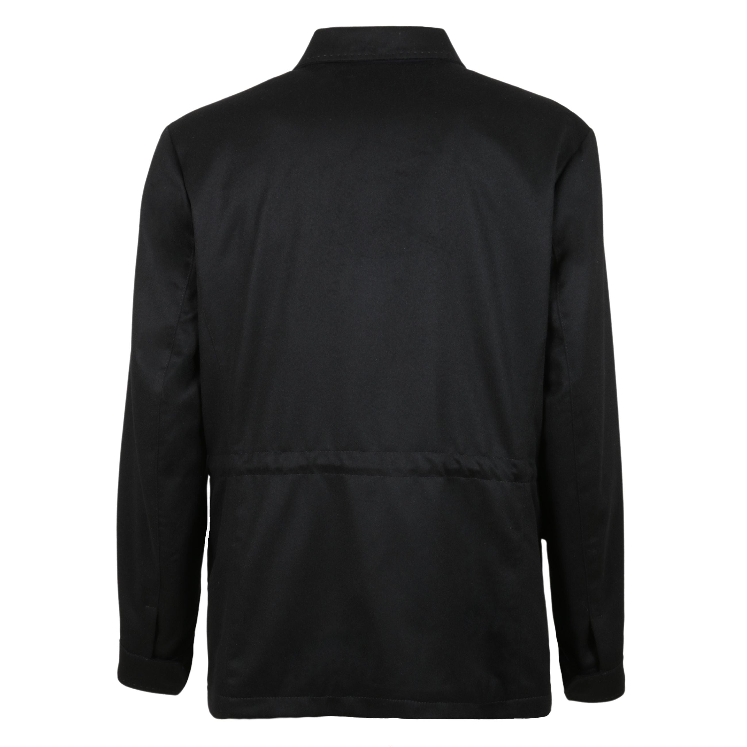 Giacca da mezza stagione con chiusura frontale con abbottonatura a scomparsa, due tasche sul petto e due tasche in vita.