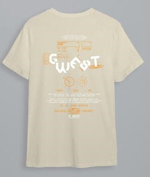 G West Mens Printed Album Cover T Shirt  - Cream