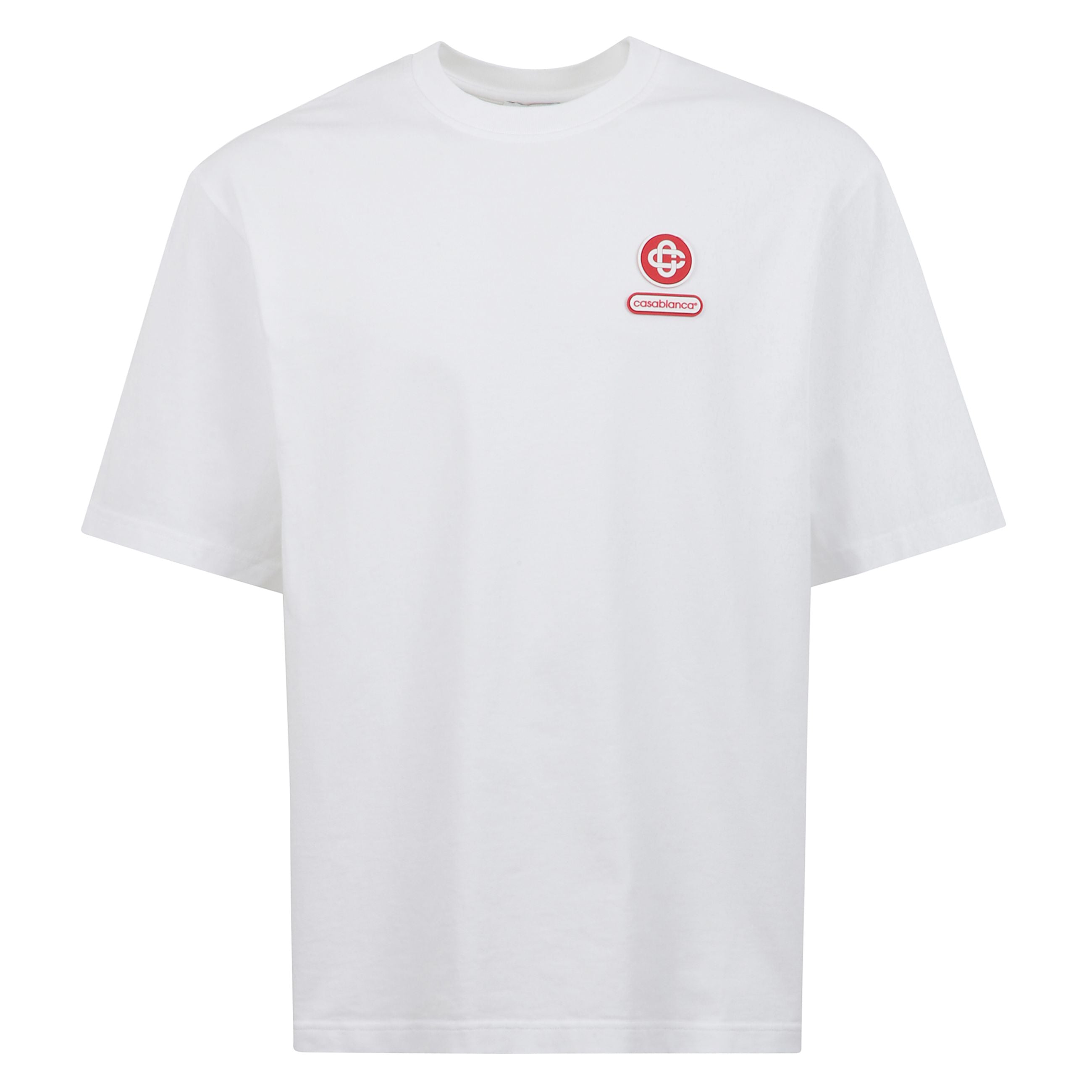 T-shirt casablanca in cotone, girocollo con stampa e logo.