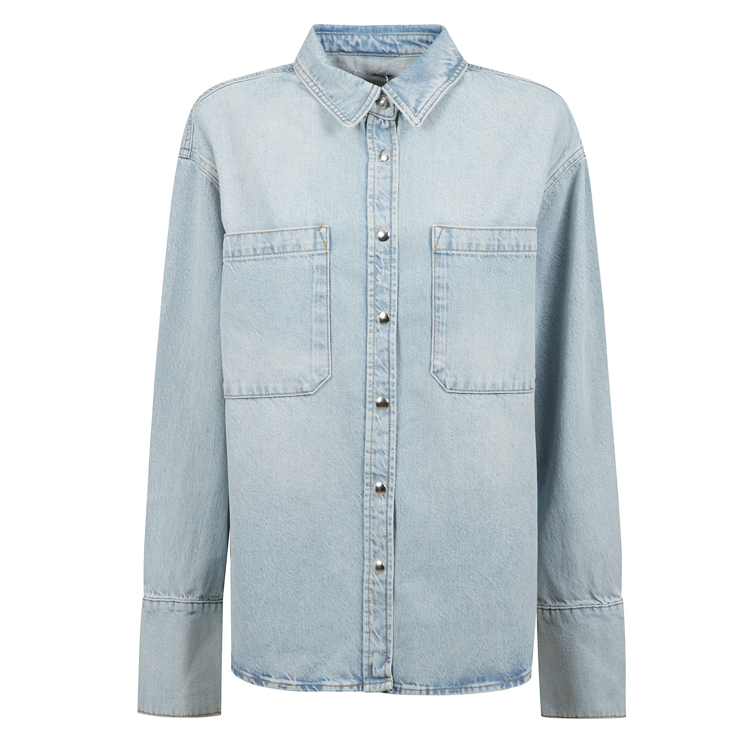 La camicia oversize dante Ã¨ realizzata in denim di cotone rigenerato al 100% di peso medio, senza elasticitÃ , in un lavaggio blu sbiancato e distrutto, con finiture ispirate al vintage come abrasioni, sabbiatura a mano e variazioni di tonalitÃ . questo 