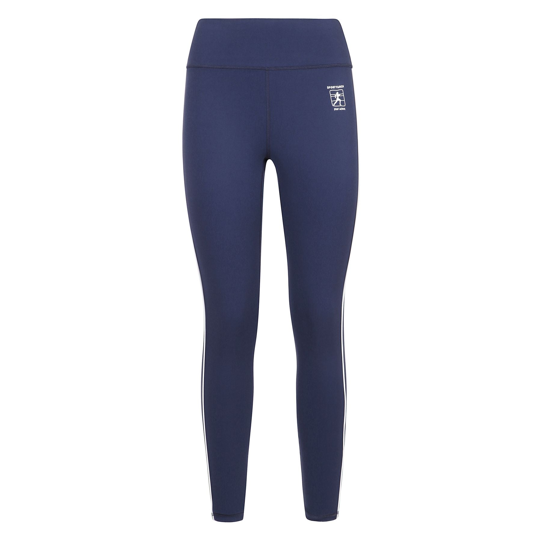 Leggings runner box, cintura elastica, stampa del logo sul davanti, dettagli della striscia laterale