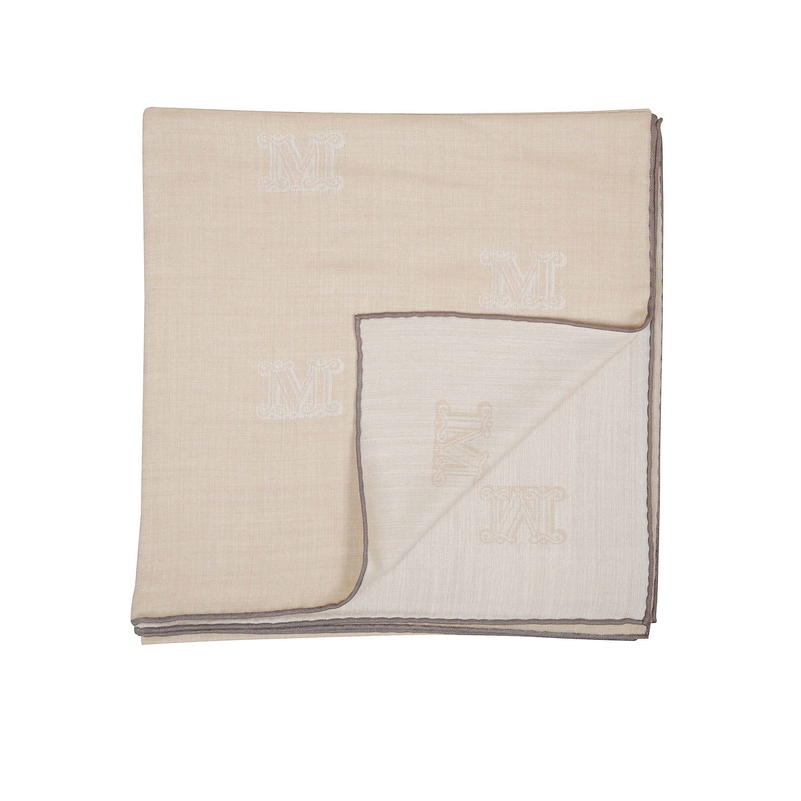 Foulard in lana e seta dal ricamo con logo all-over e bordi a contrasto