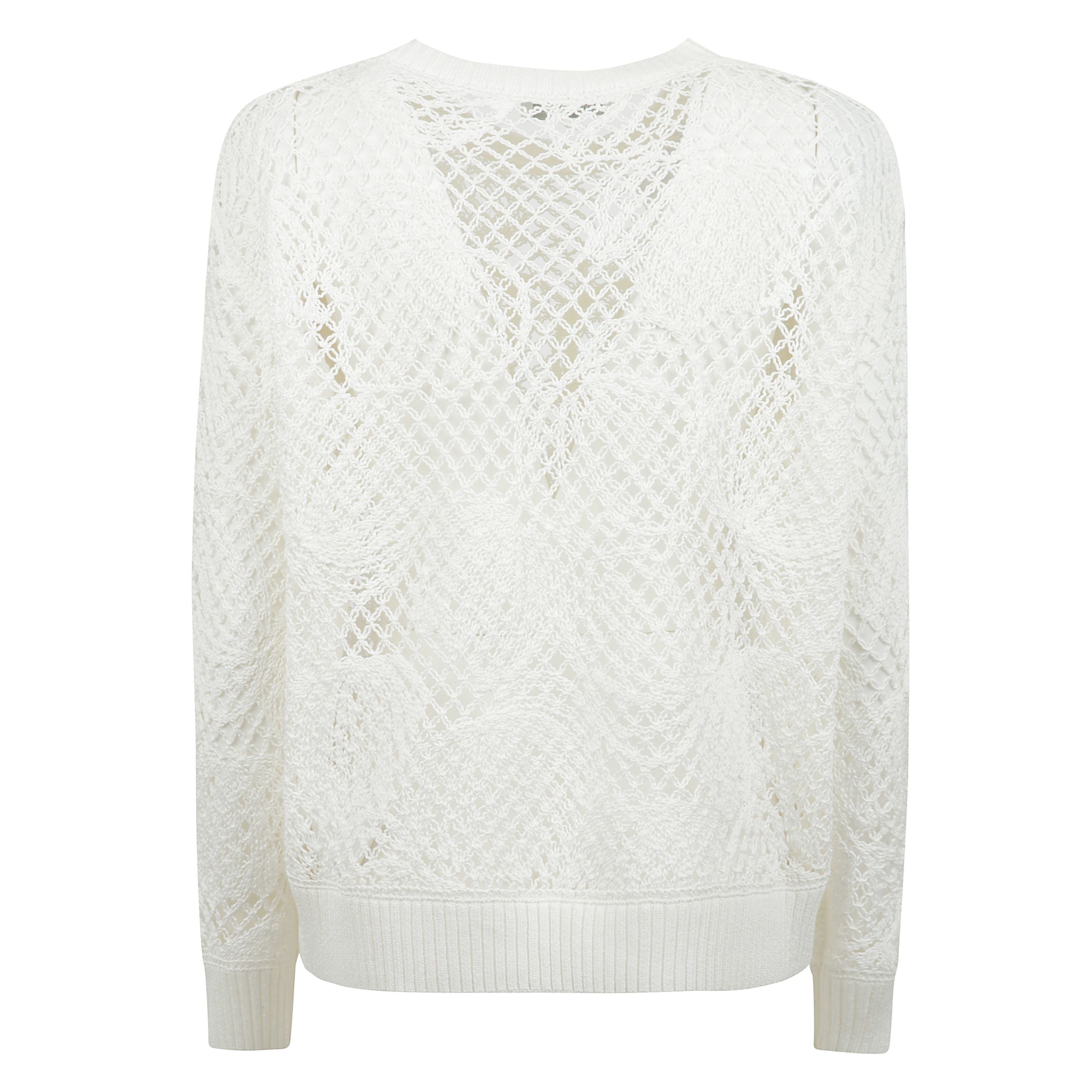 Maglia girocollo in filato di cotone, caratterizzata da una lavorazione a punto rete con ricamo cornely foliage e l'iconico logo 1951 sul davanti. rifinita con maniche lunghe a spalla scesa e bordi a costine.