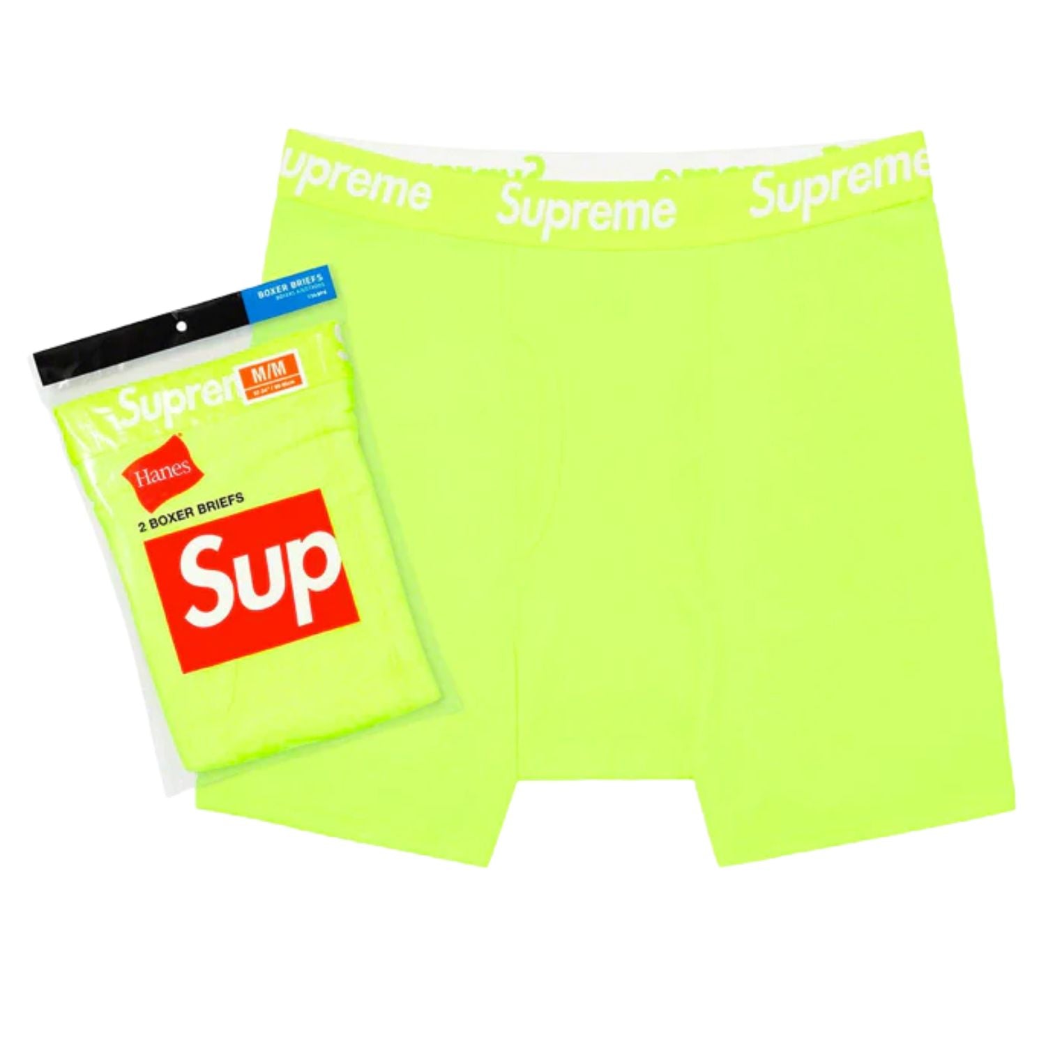 Supreme Hanes Boxer Briefs (2 Pack) Flourescent Yellow