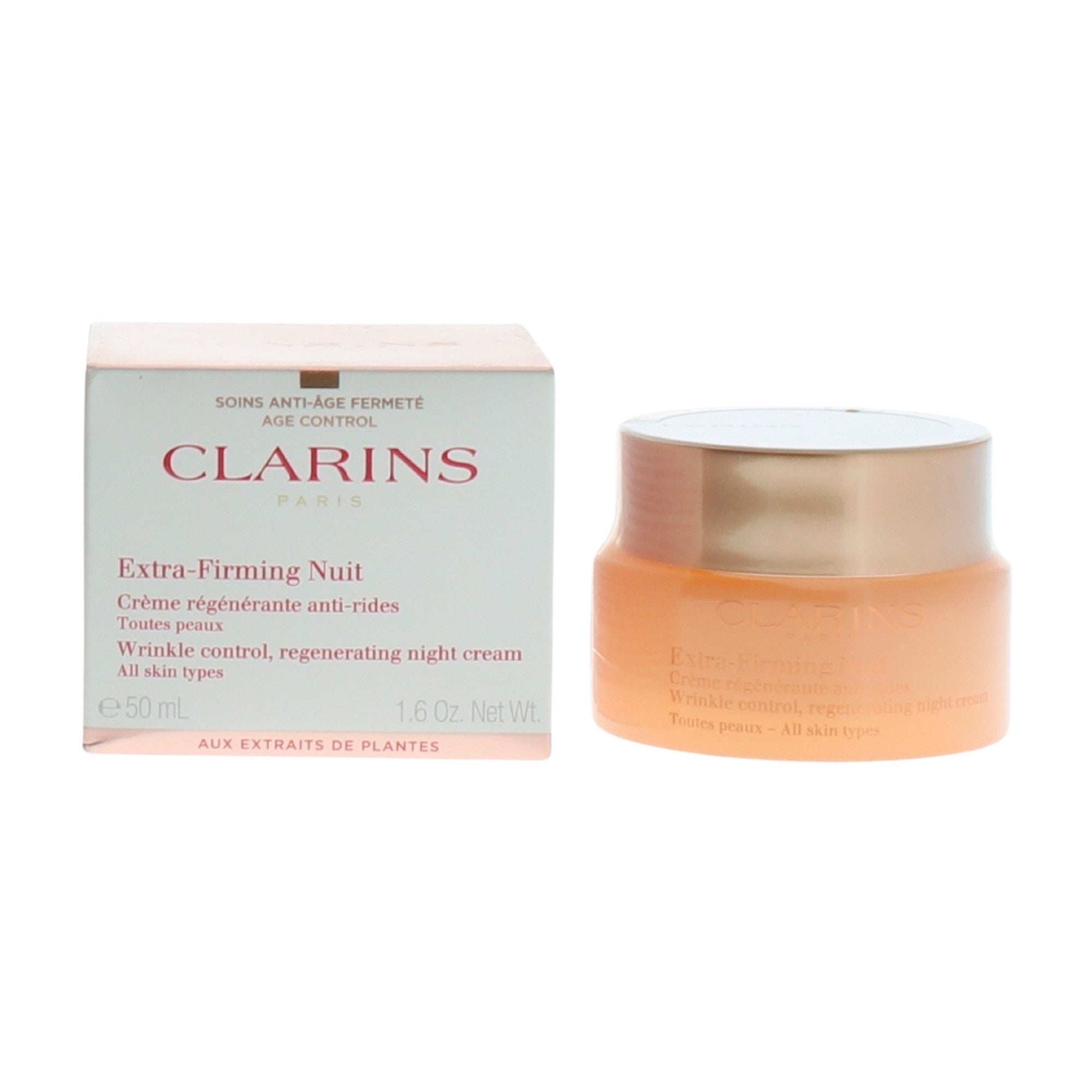 Clarins Extra Firming Nuit Wrinkle Control Regenerating Night Cream All Skin Types 1.6oz/50ml
