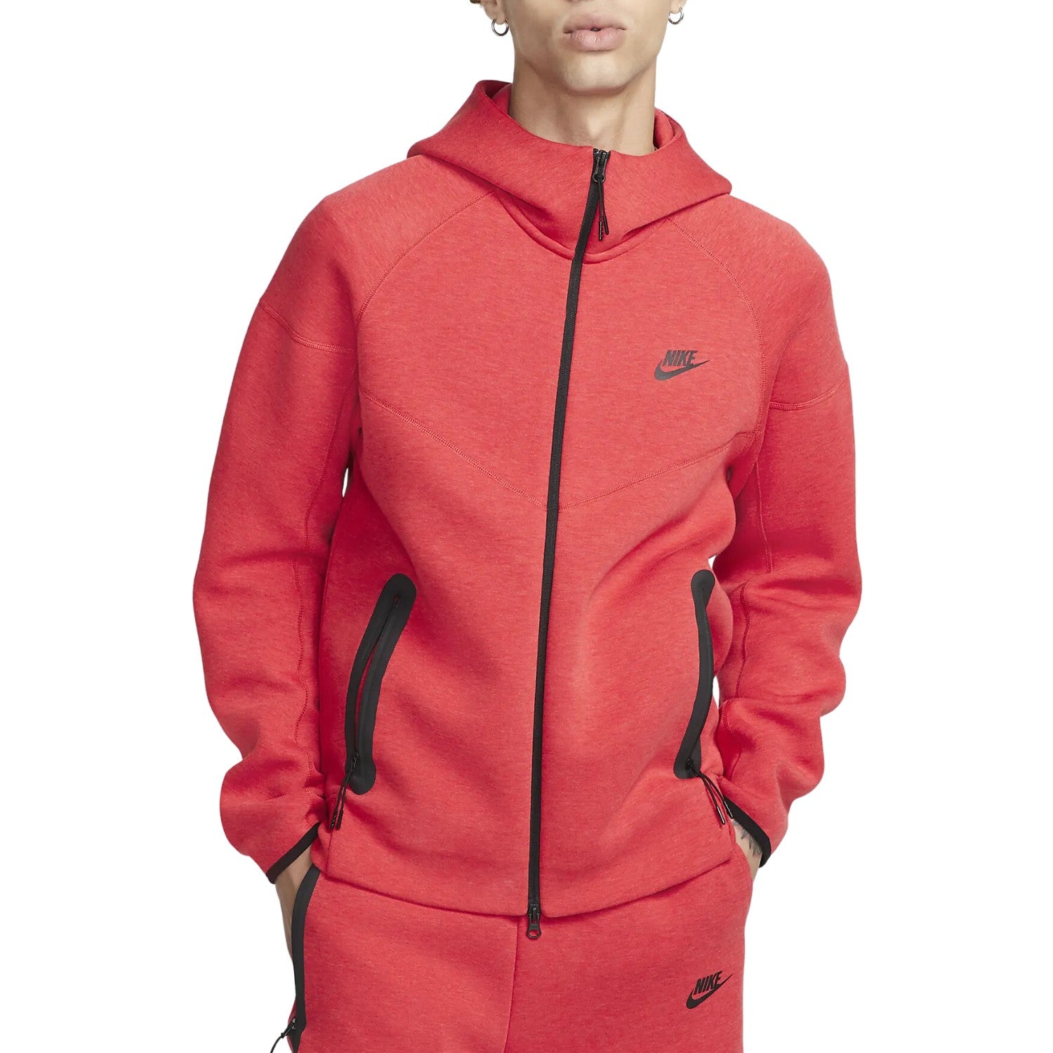 Nike Sportswear Tech Fleece Windrunner Full-Zip HoodieLight University Red Heather/Black