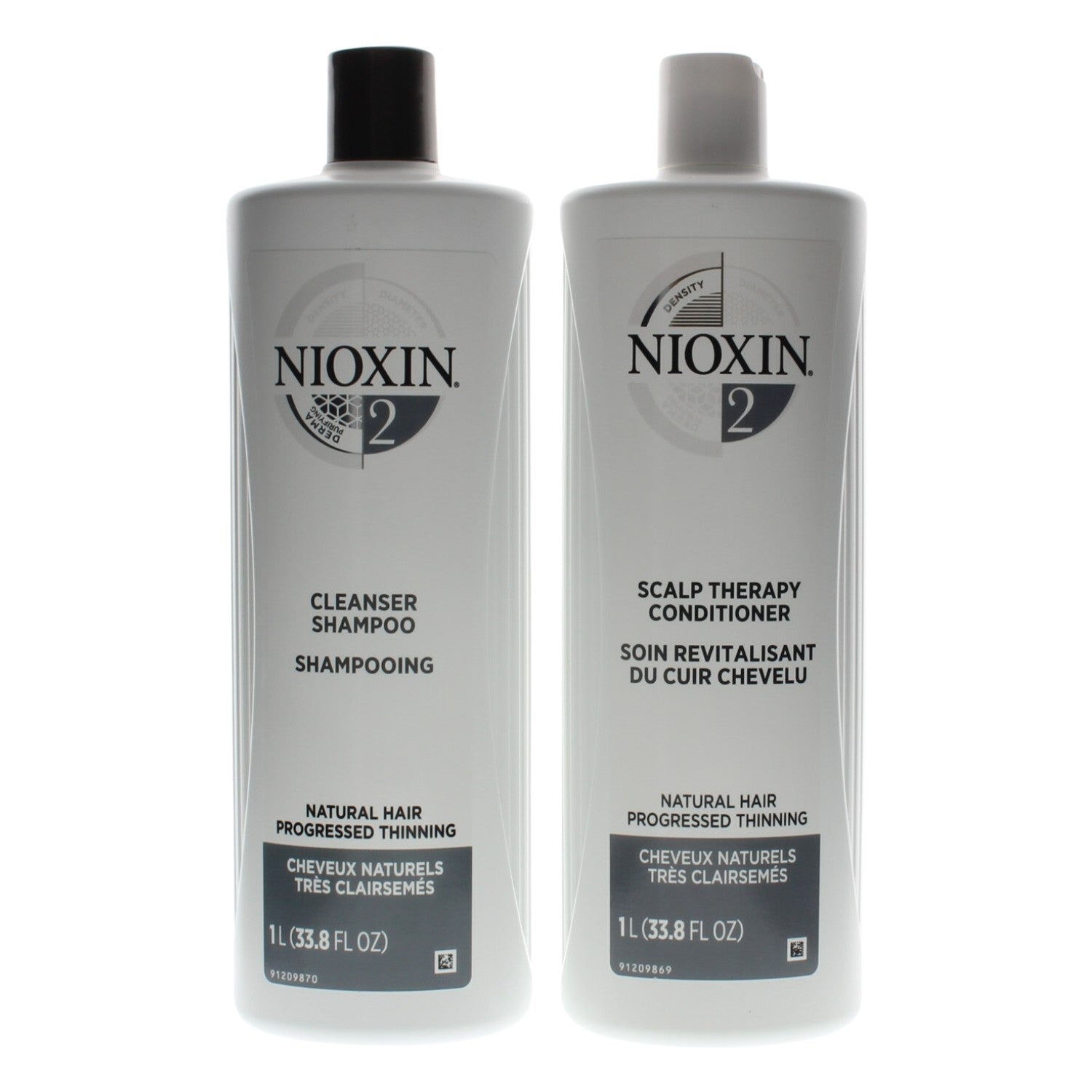 Nioxin System 2 Cleanser + Scalp Therapy 33.8oz/Liter Duo (New Packaging)